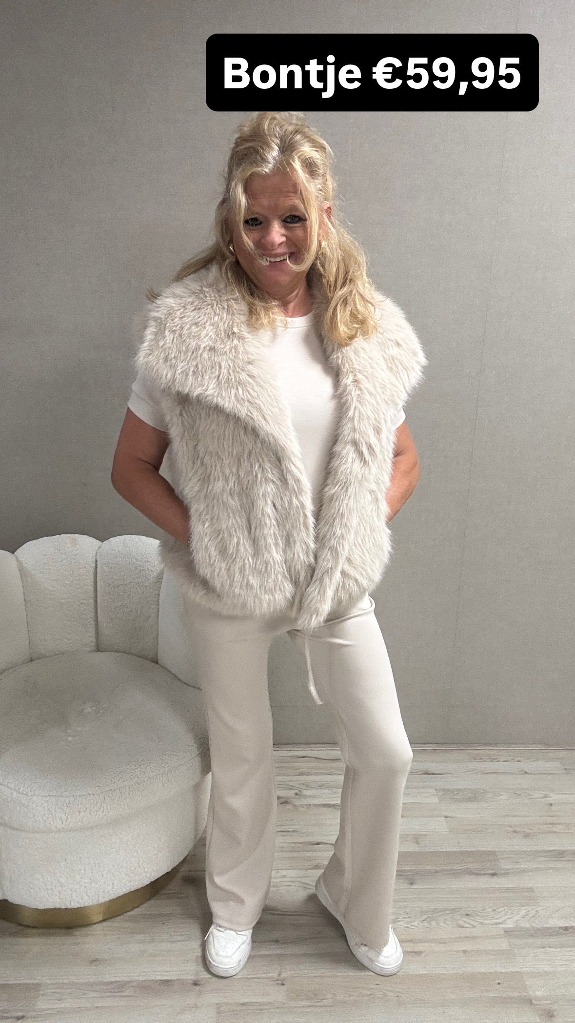 Bodywarmer Fake Fure Beige