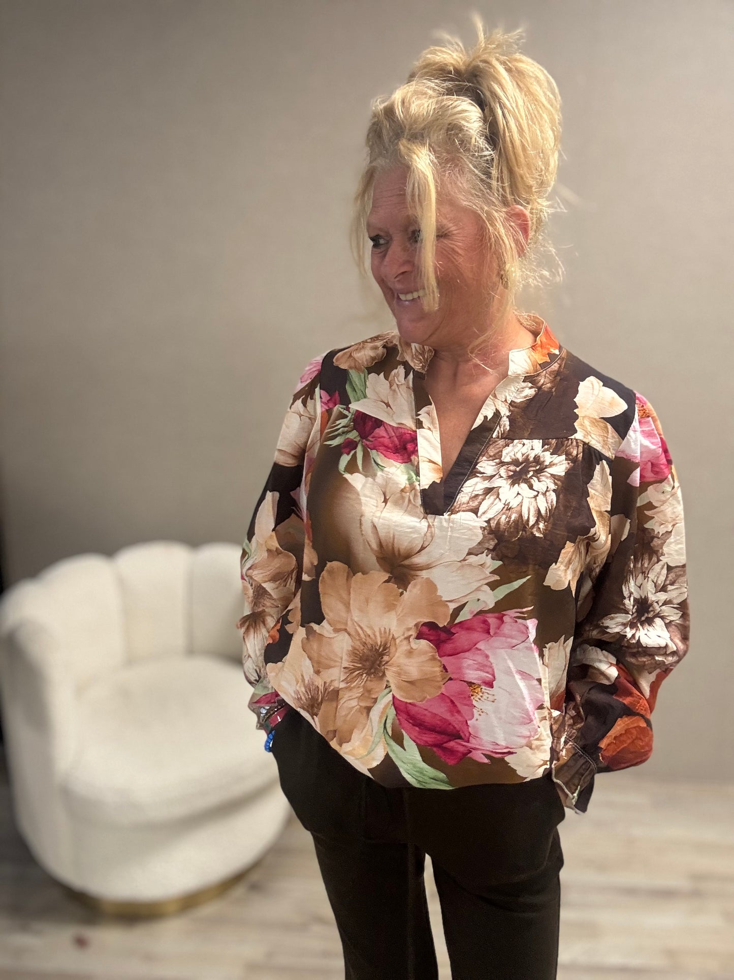 Blouse Vera Jo Flowers Bruin