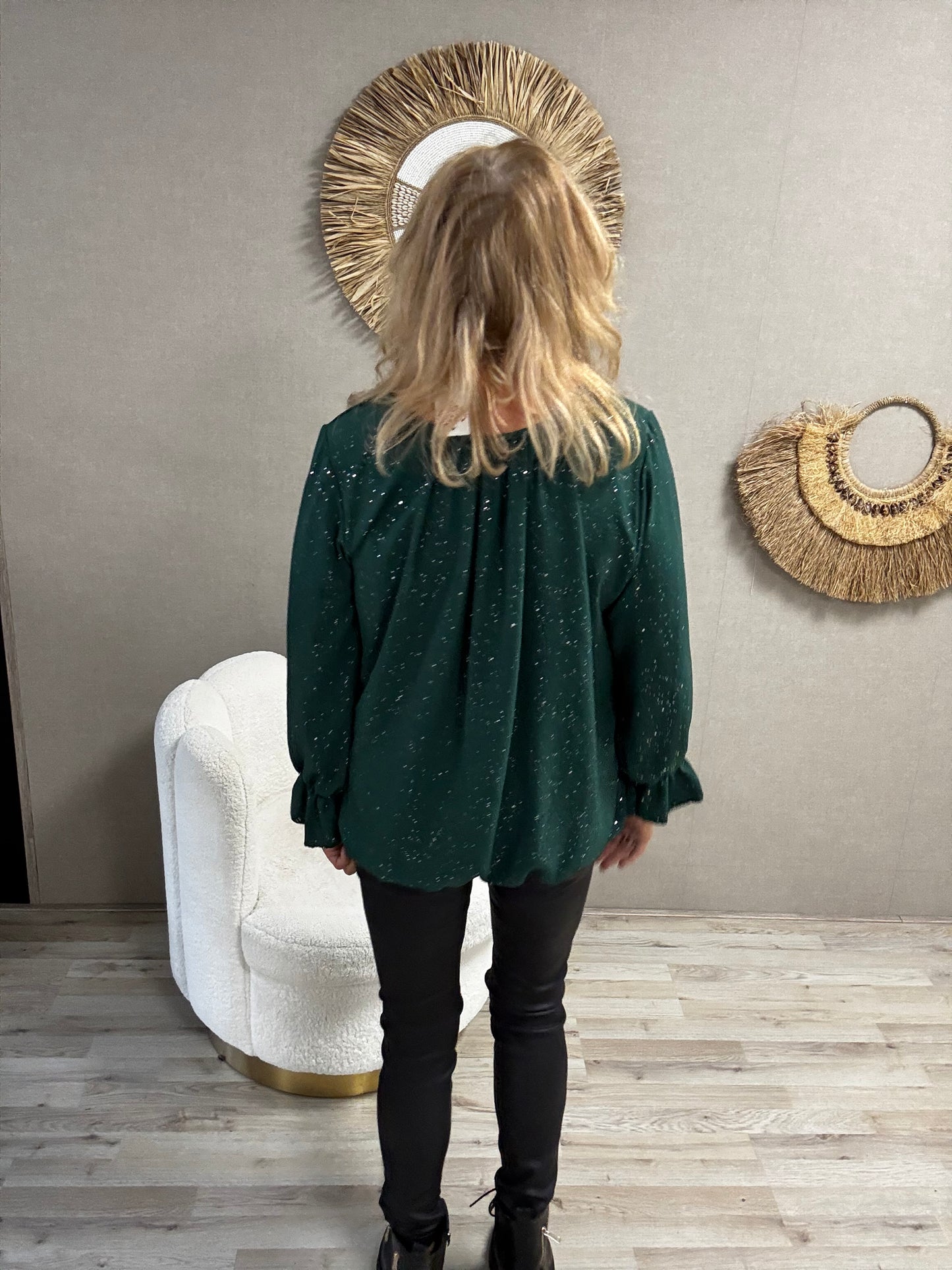 Ballon top Groen met Zilveren Sparkel