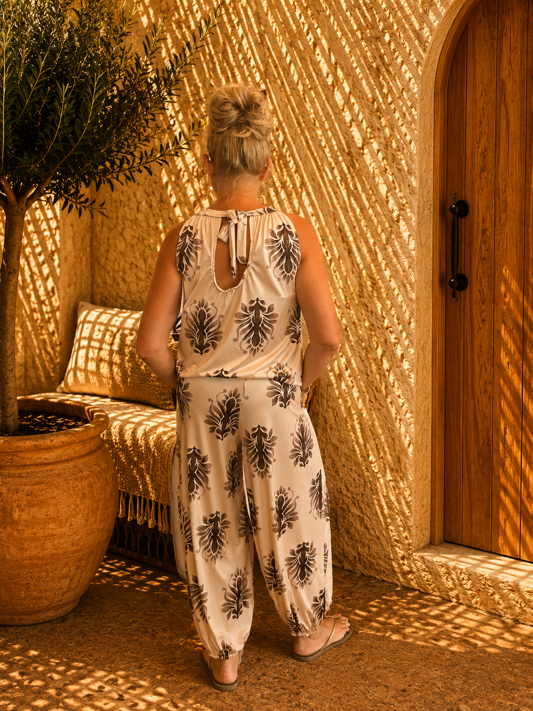 2-Delige Travel Set- Haltertop & Broek Beige