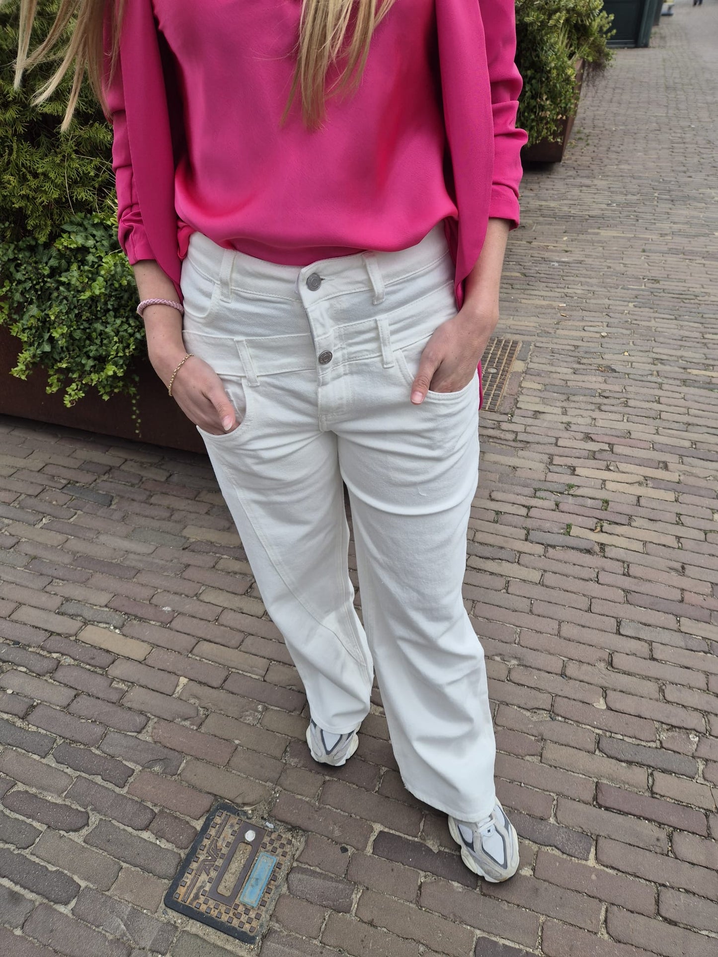 Wijde Toxik met dubbele band offwhite - Nancfashion