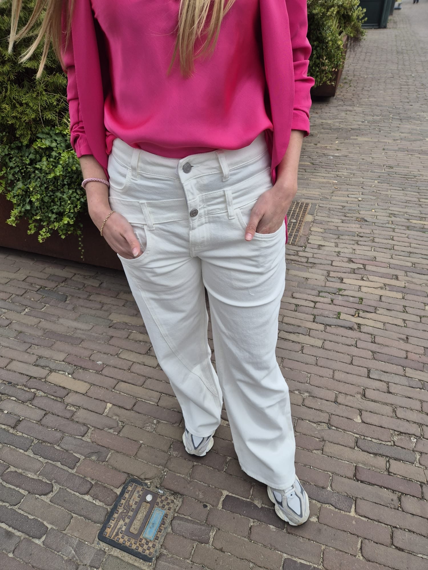 Wijde Toxik met dubbele band offwhite - Nancfashion