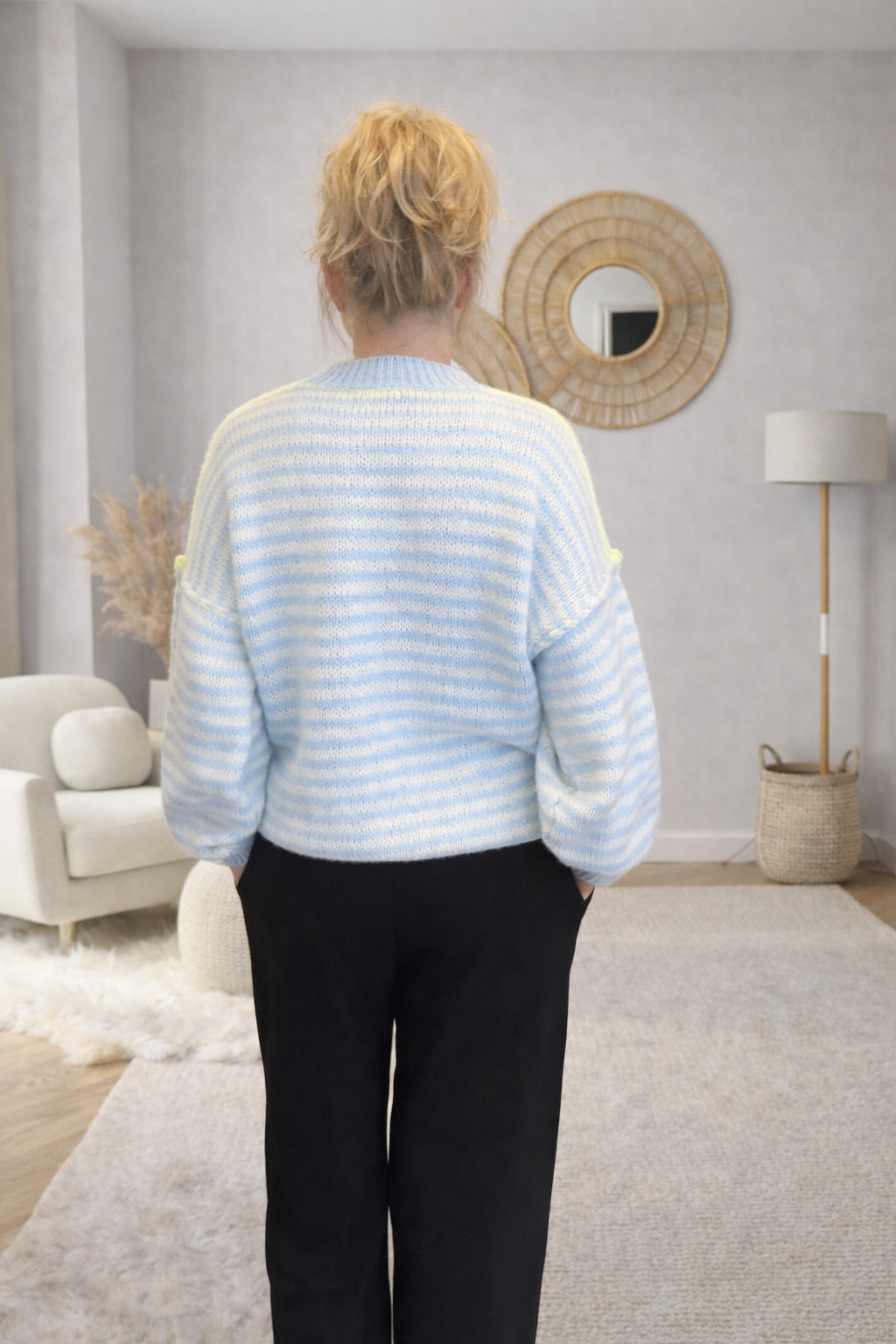 Gebreide trui met ronde hals Stripe Blauw