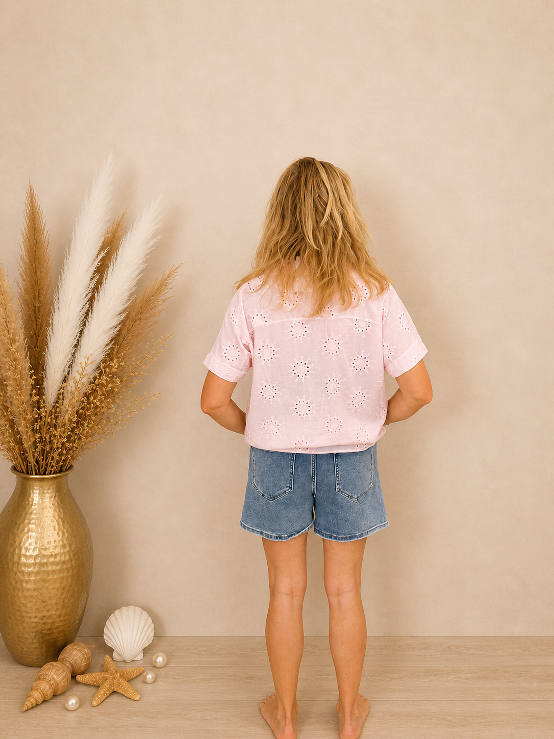 Blouse Broderie Roze - Nancfashion