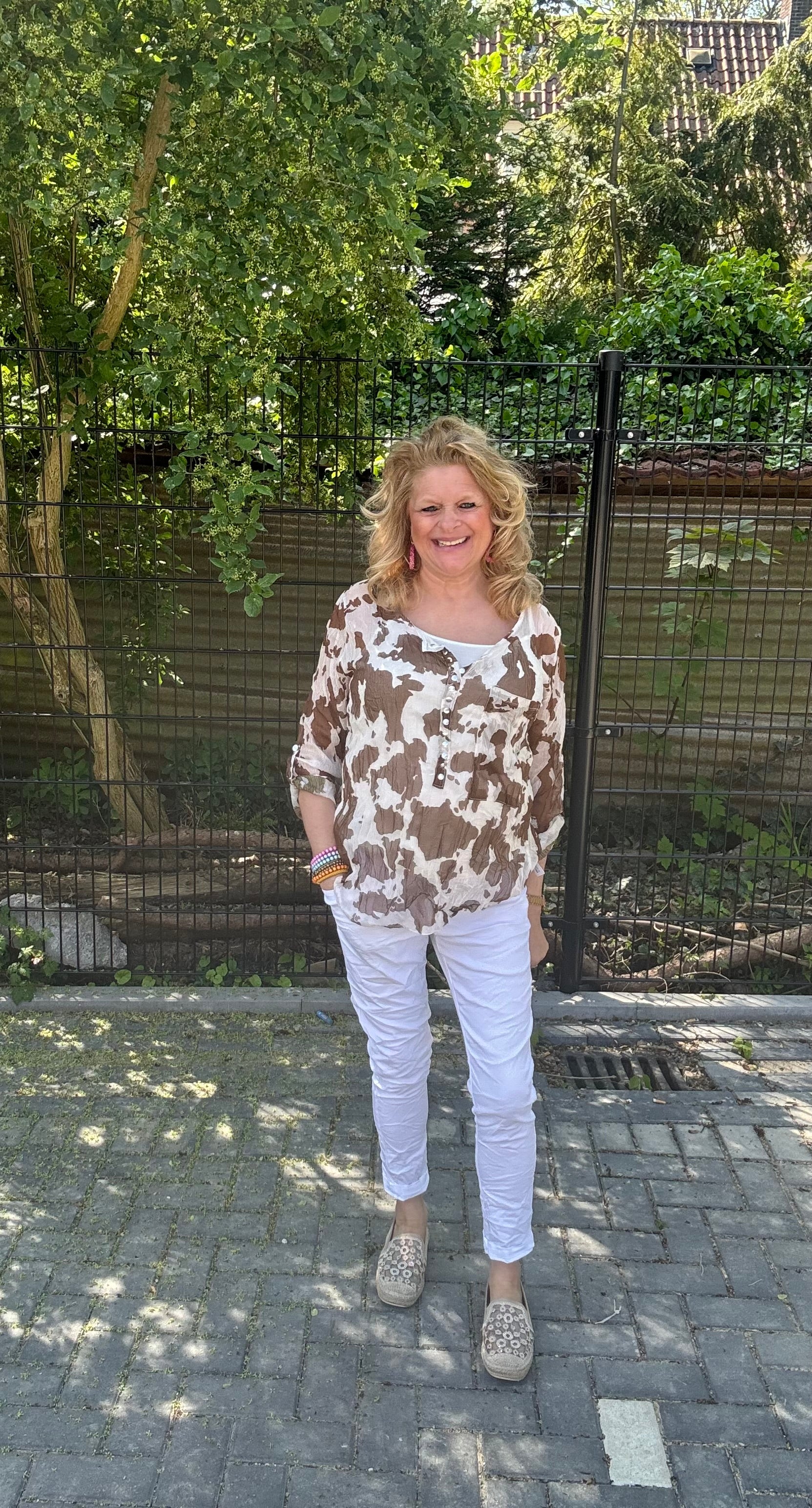 Blouse gevlekt beige/bruin