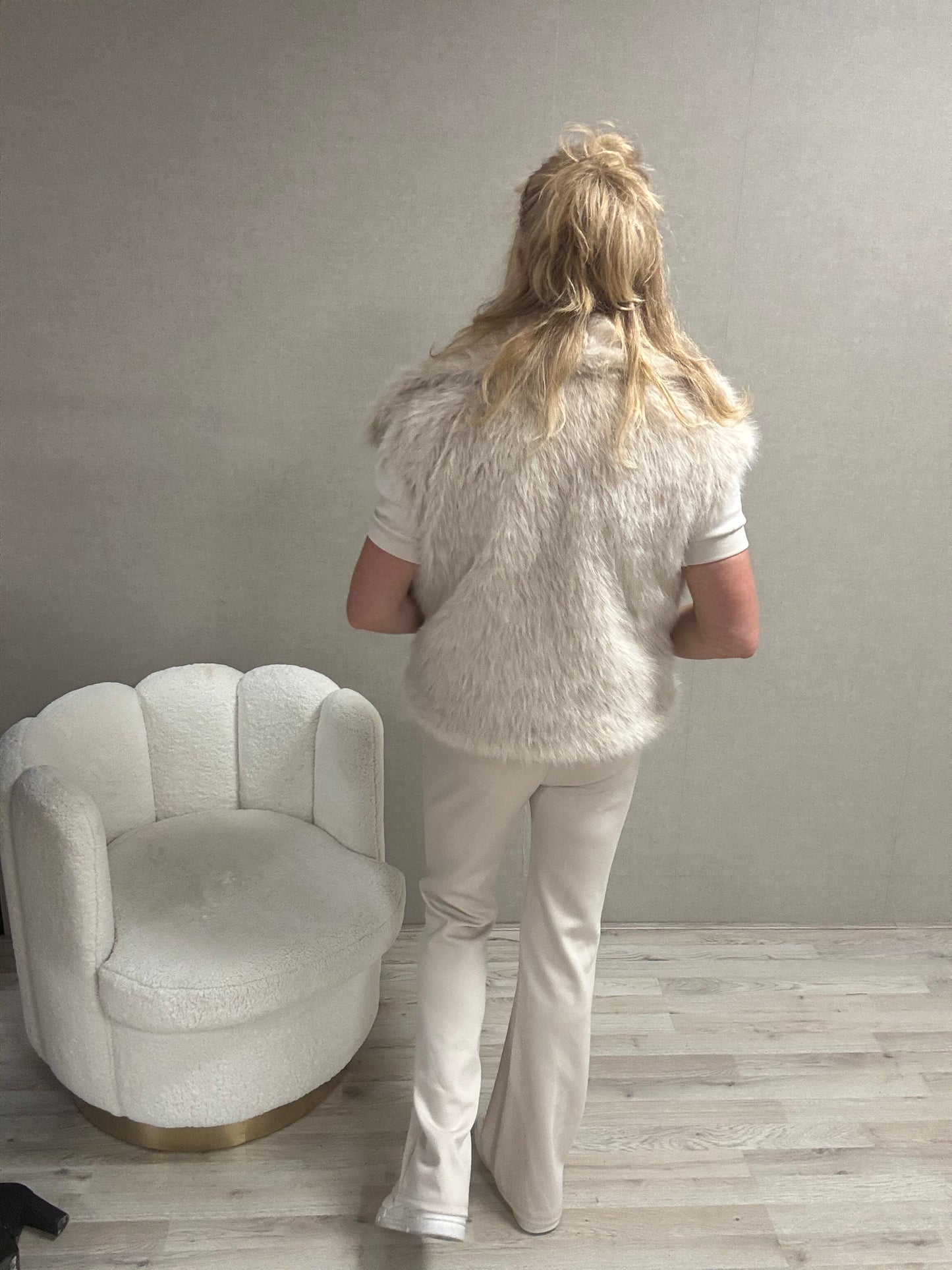 Bodywarmer Fake Fure Beige