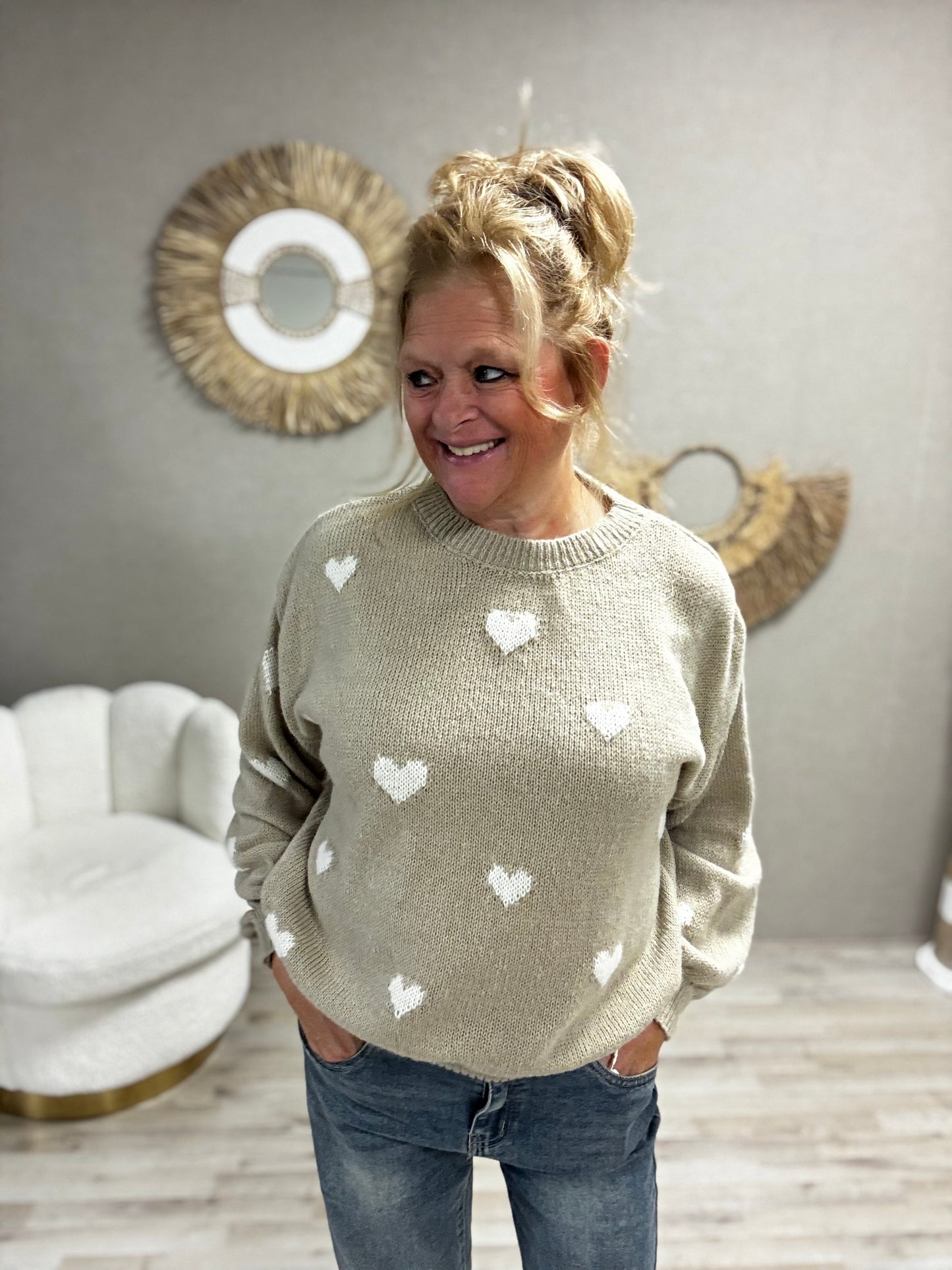 Trui Hartjes Beige
