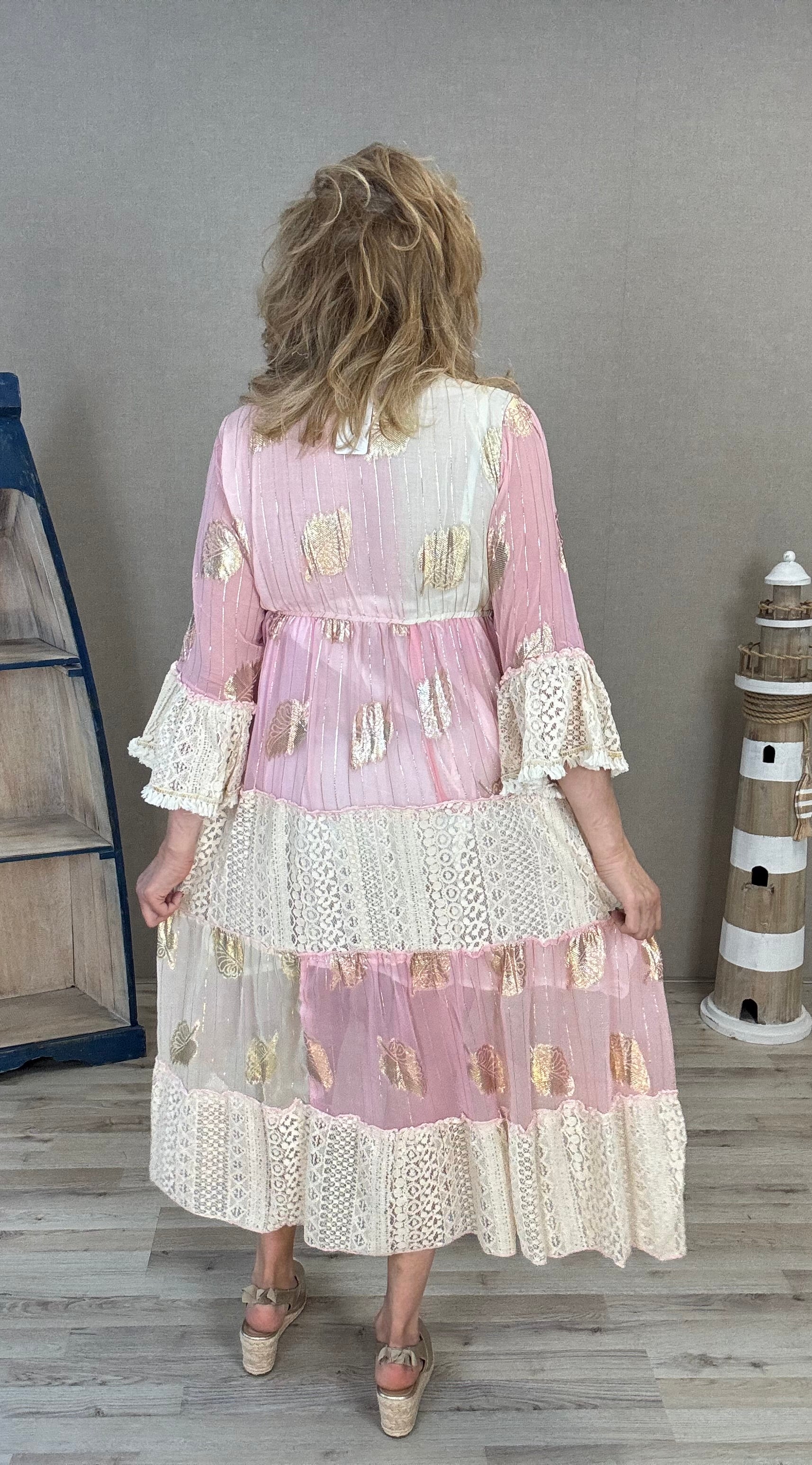 Maxi Dress Boho roze/beige