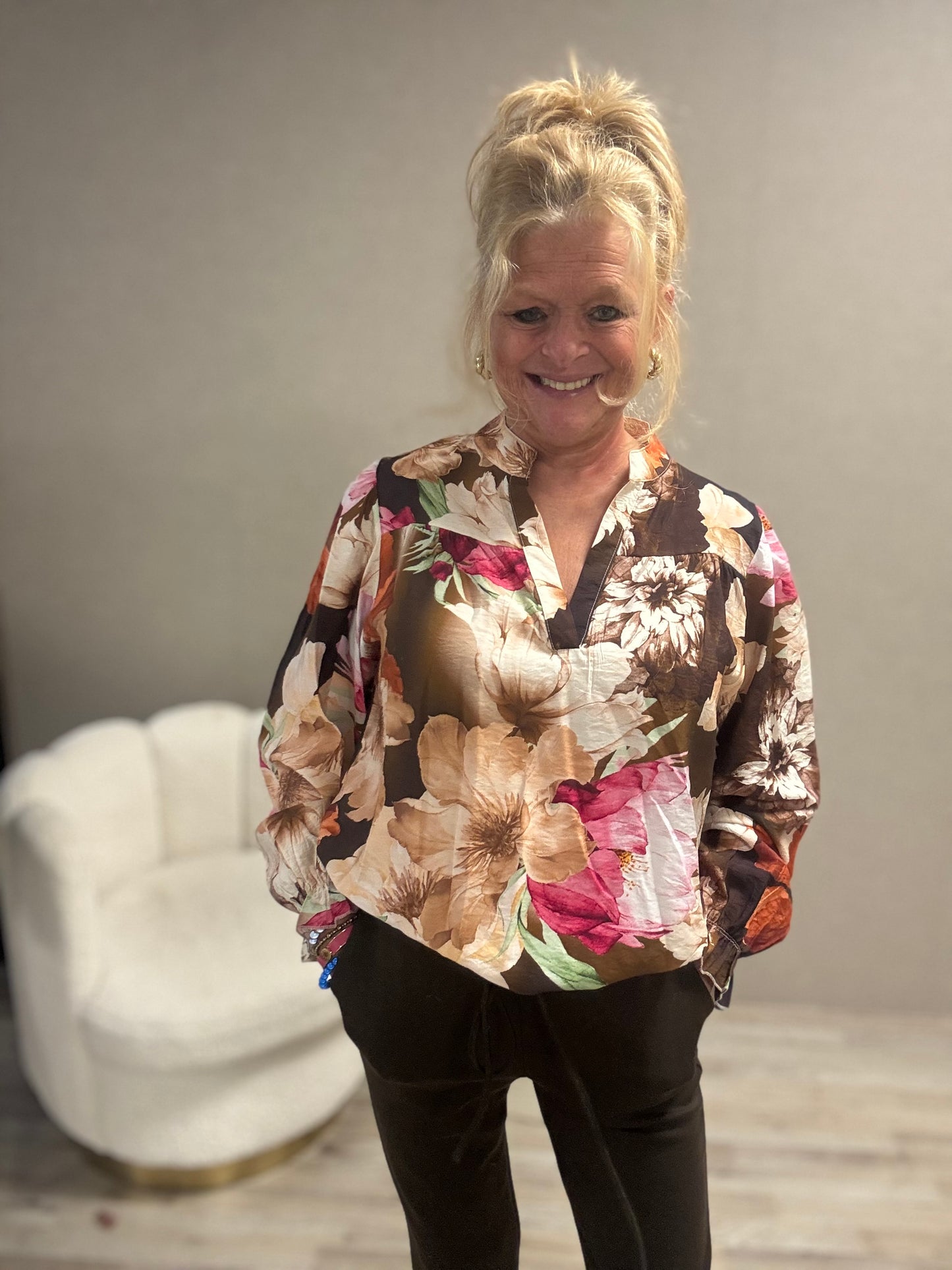 Blouse Vera Jo Flowers Bruin