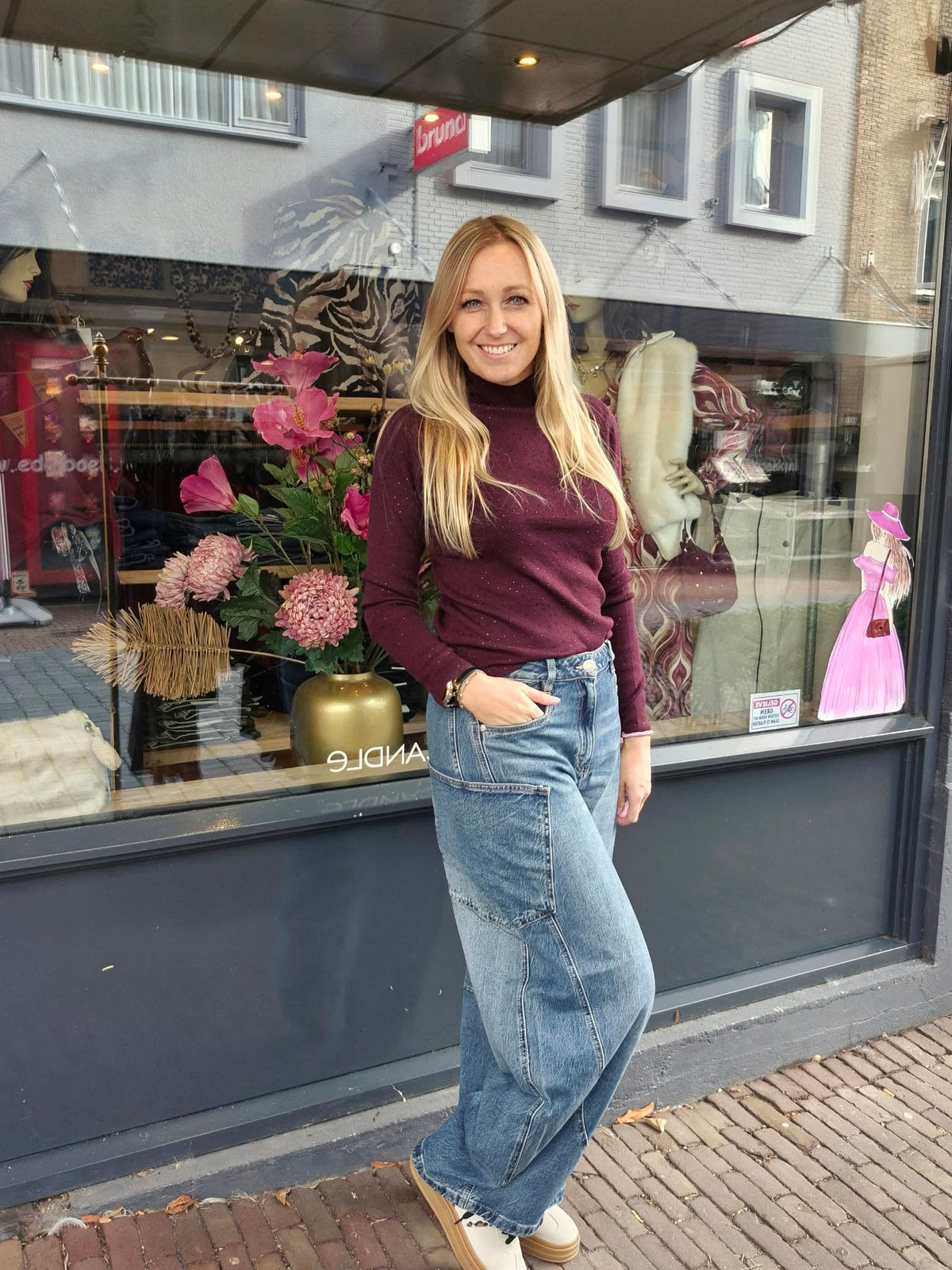 By Clara top met strass Bordeaux