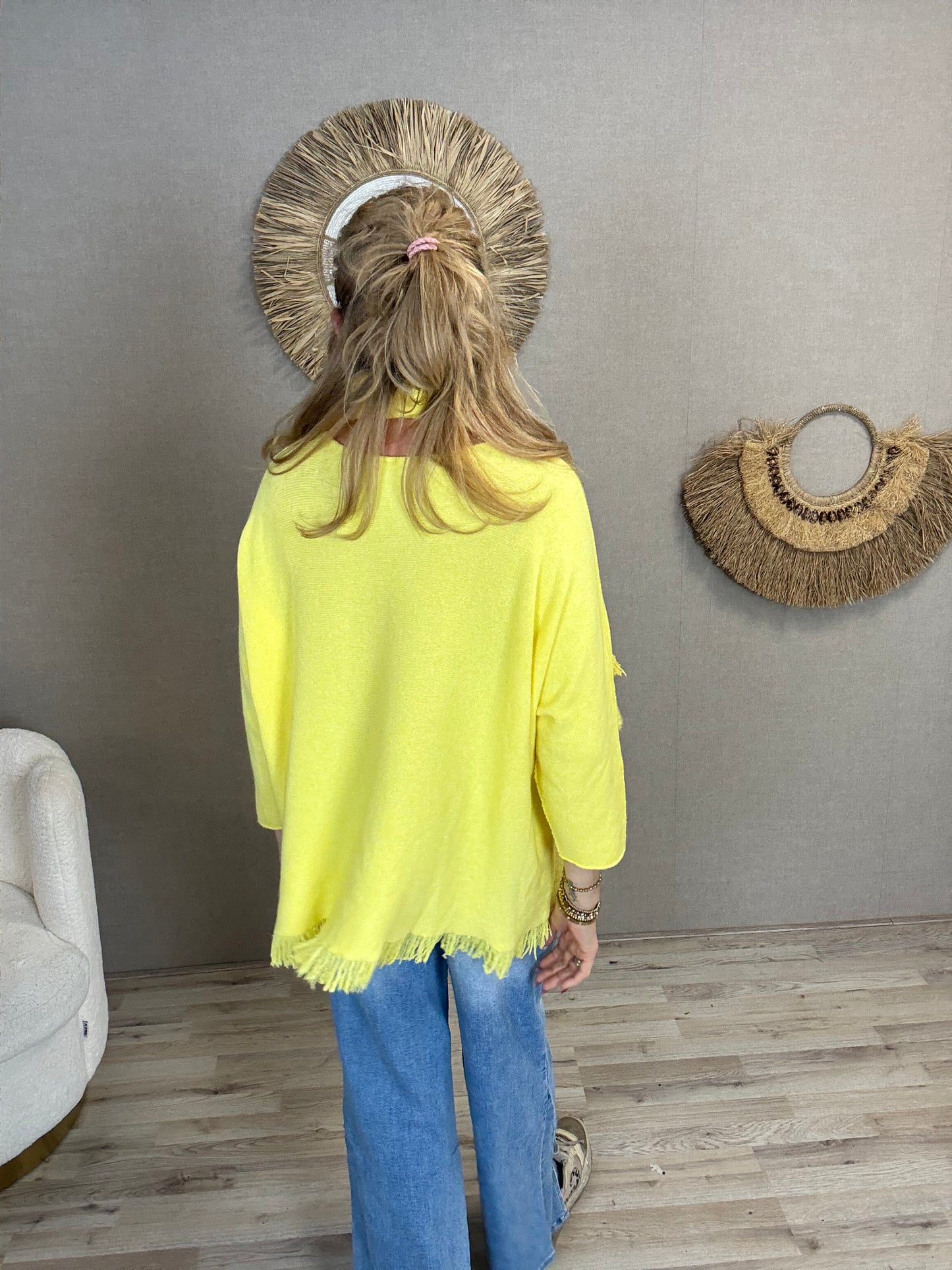 Trui Anouk met Sjaal Yellow - Nancfashion