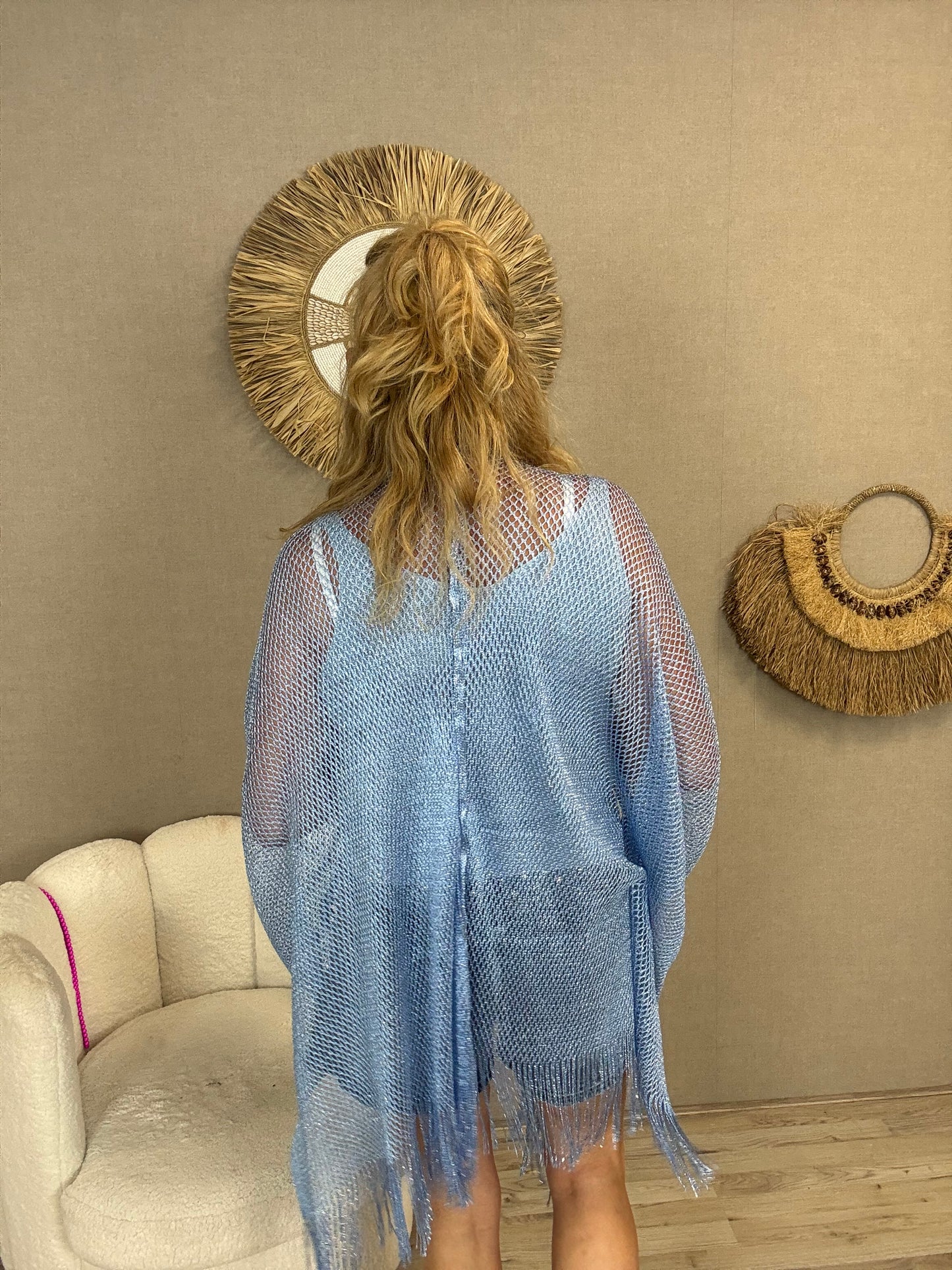 Omslagdoek Lurex Blauw