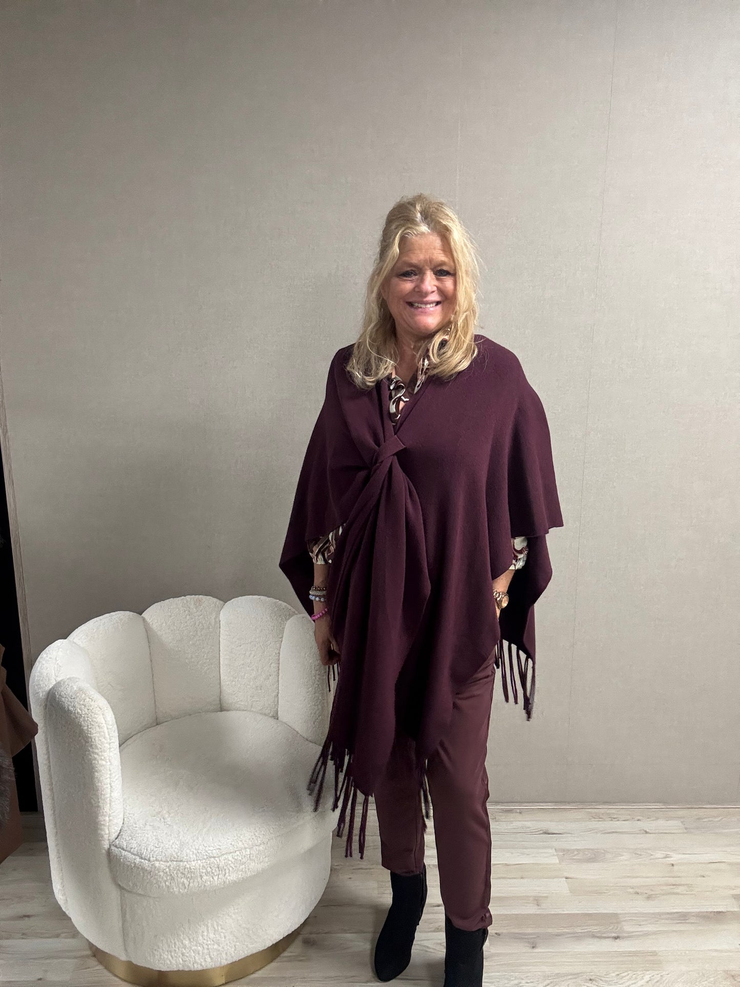 Top Vera Jo Bloemen bordeaux en bruin