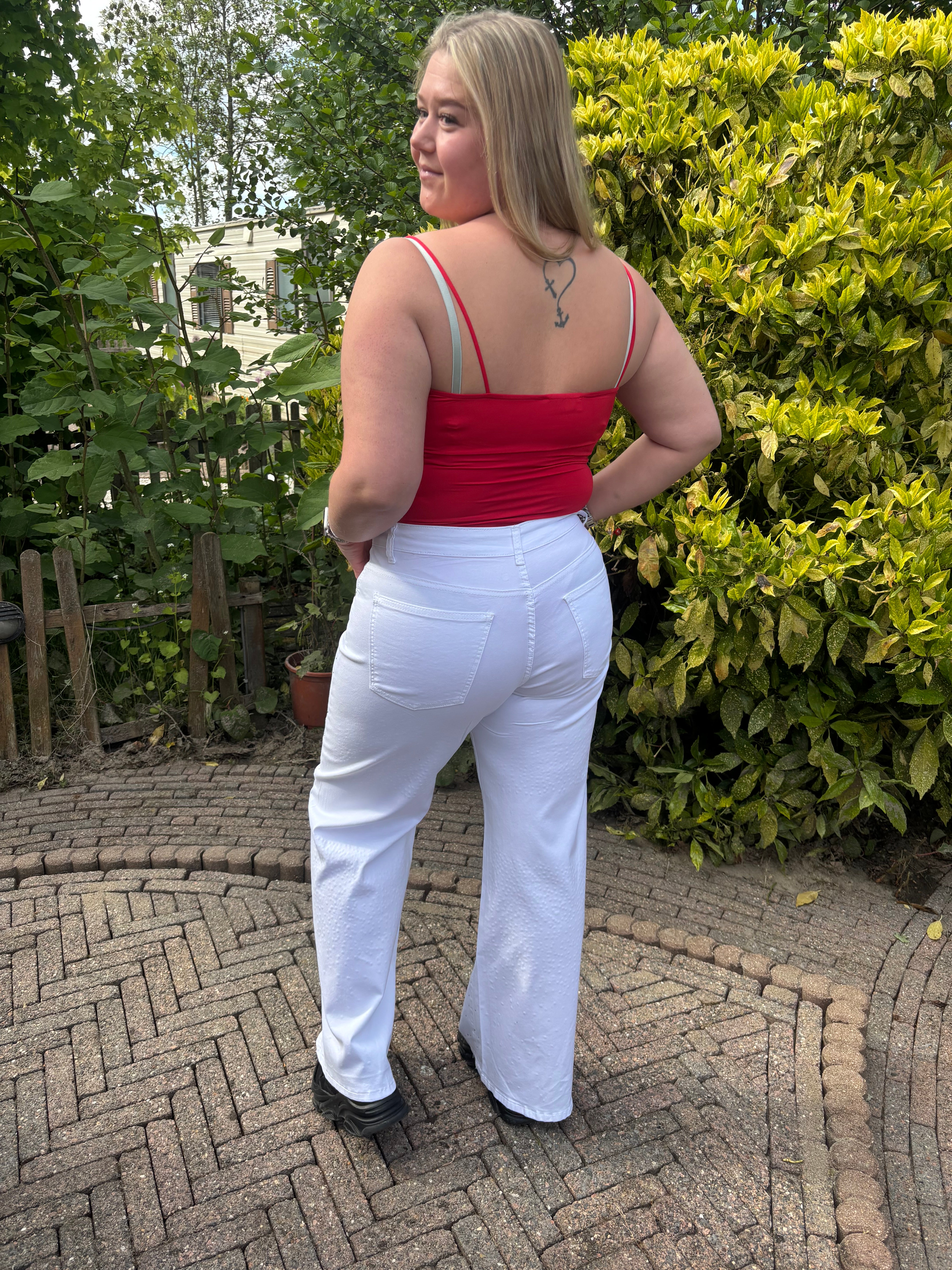 Wide Leg Strass Gemma Ricciri Wit