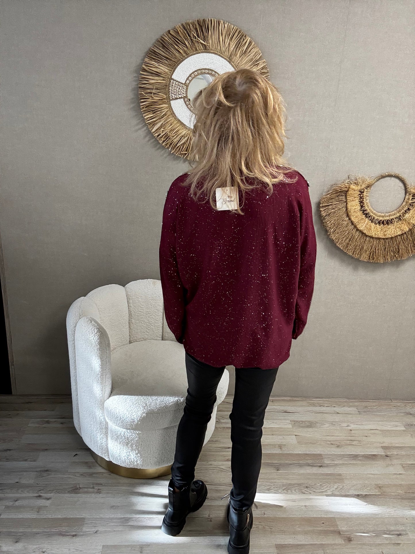 Blouse Imke Bordeaux Zilveren Sparkel
