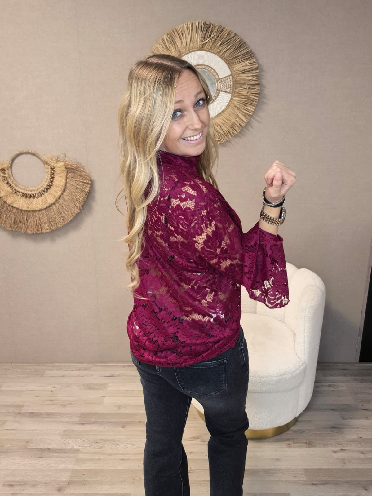 Kanten top Senna Bordeaux