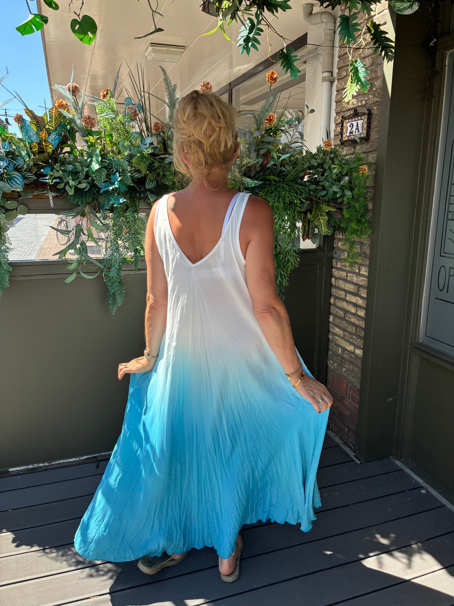 Maxi Jurk Sunset Wit/Blauw