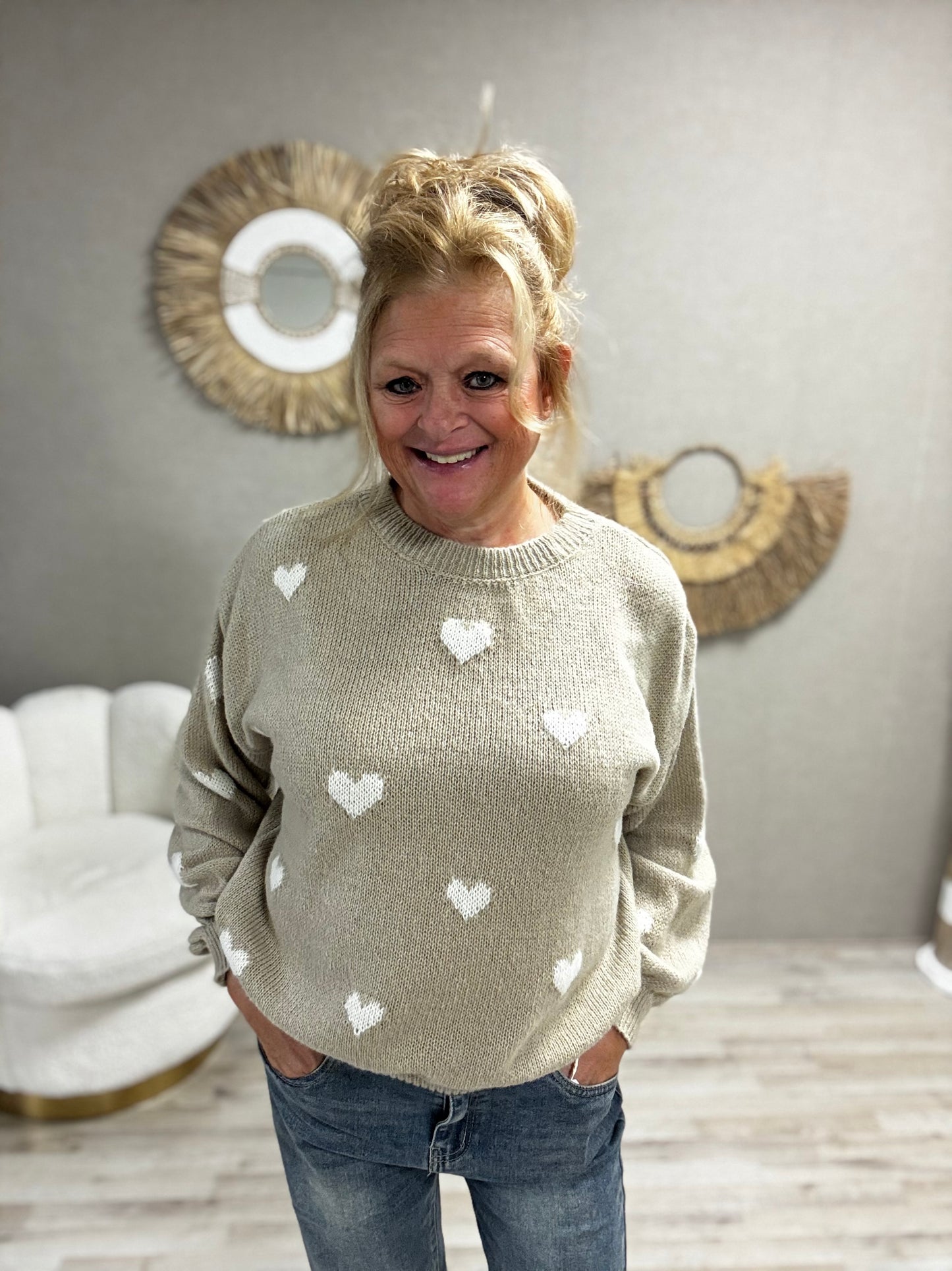 Trui Hartjes Beige