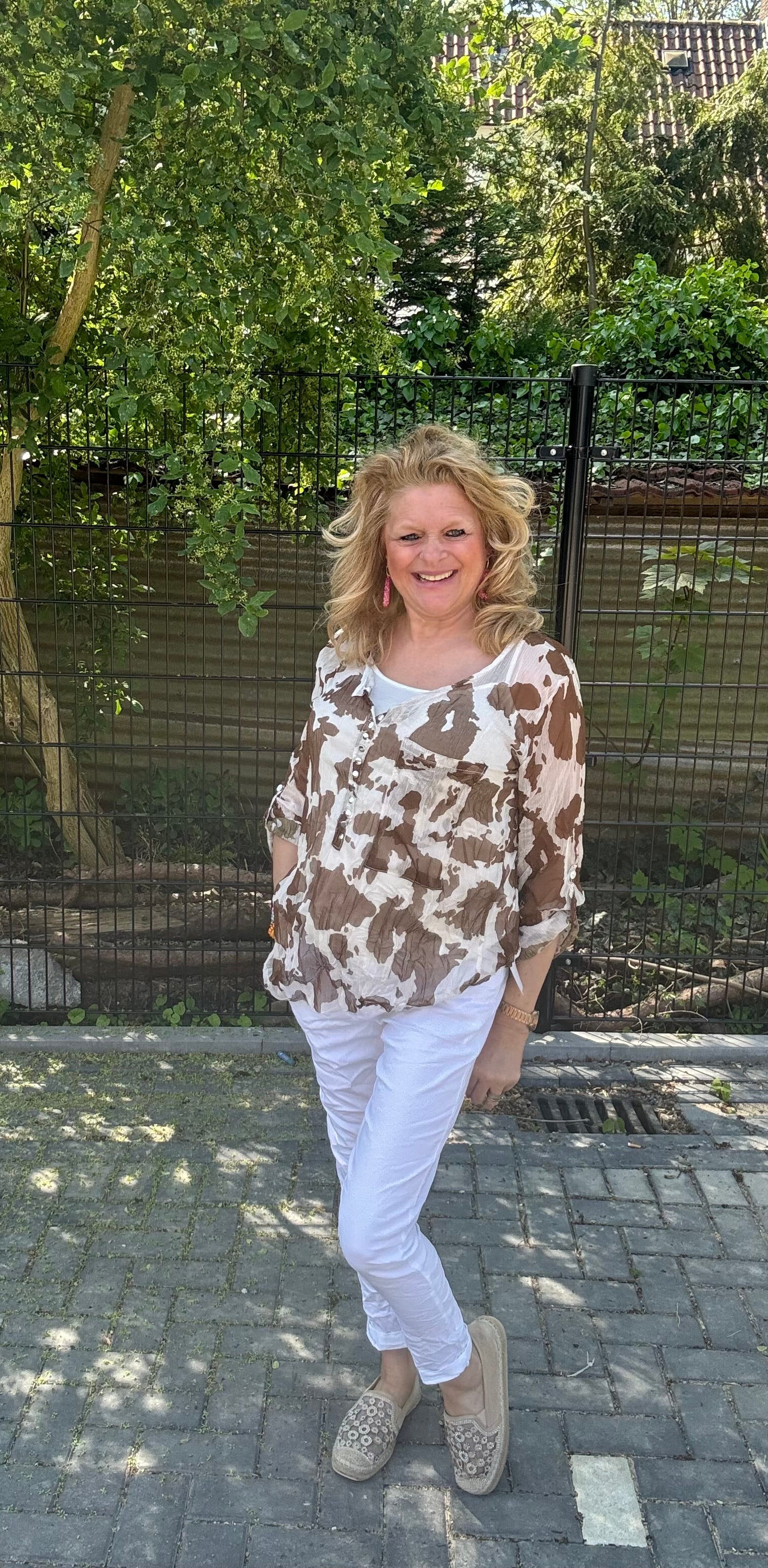 Blouse gevlekt beige/bruin