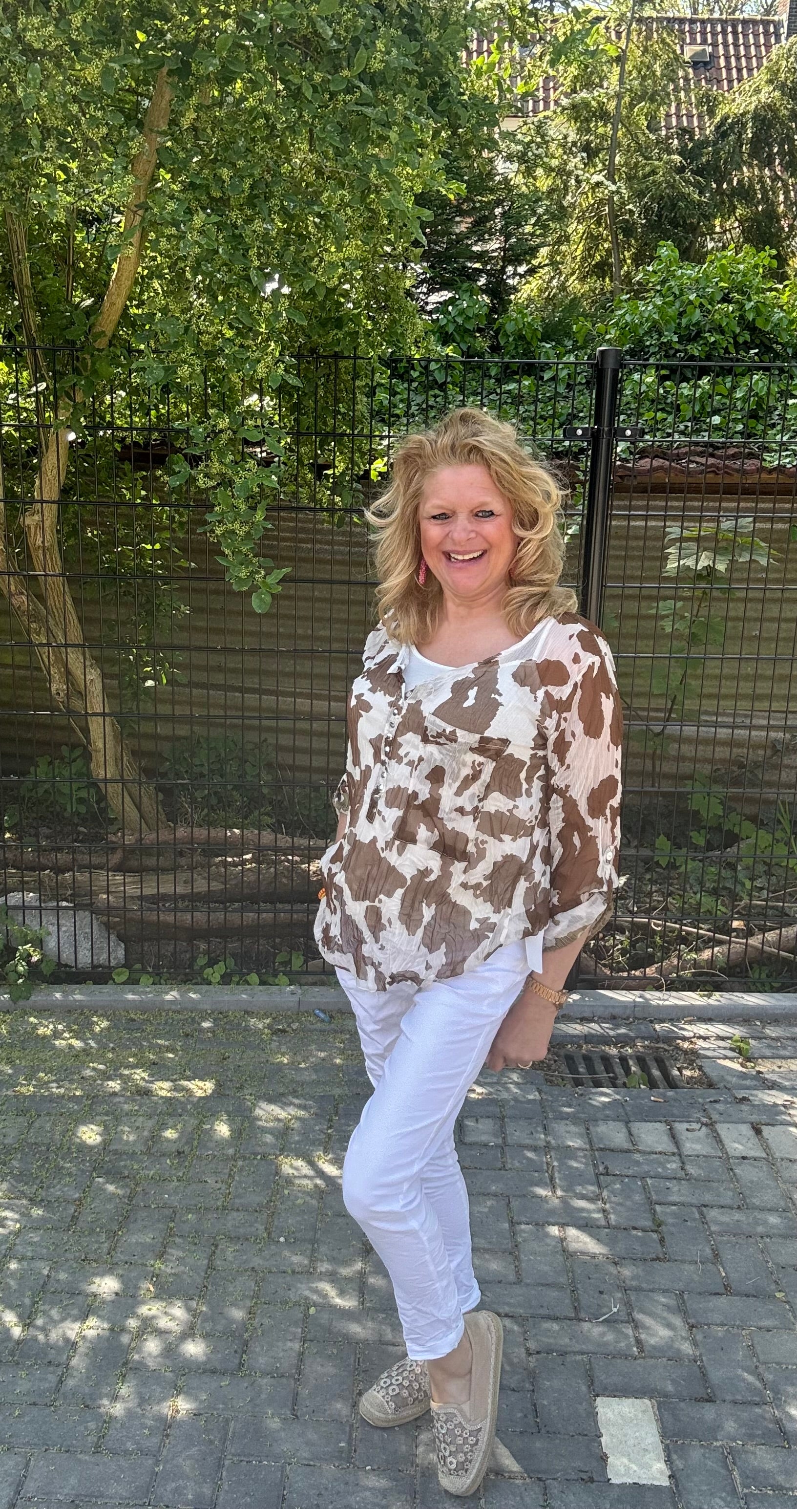 Blouse gevlekt beige/bruin