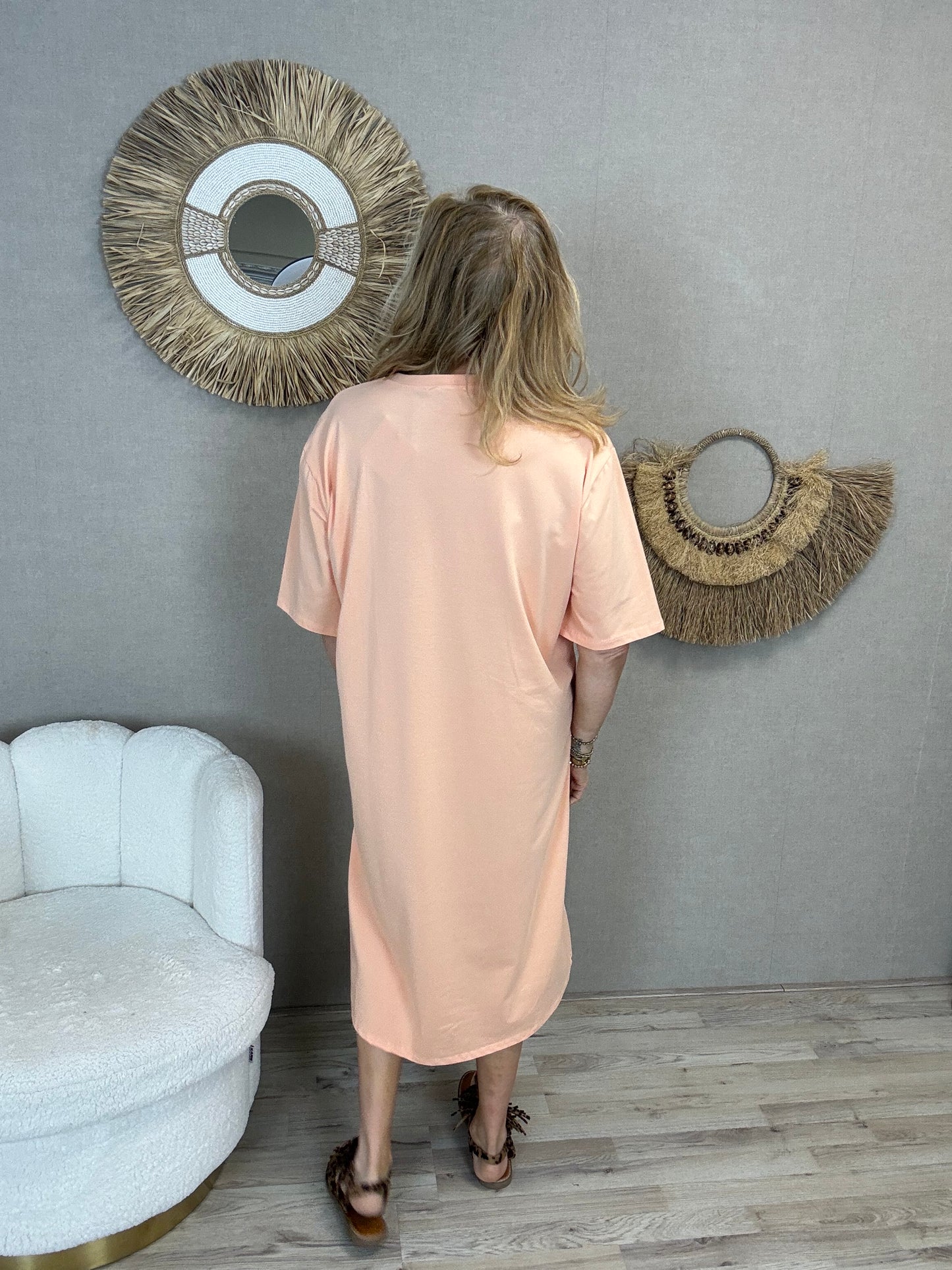 Oversized T-Shirt Jurk Zalm - Nancfashion