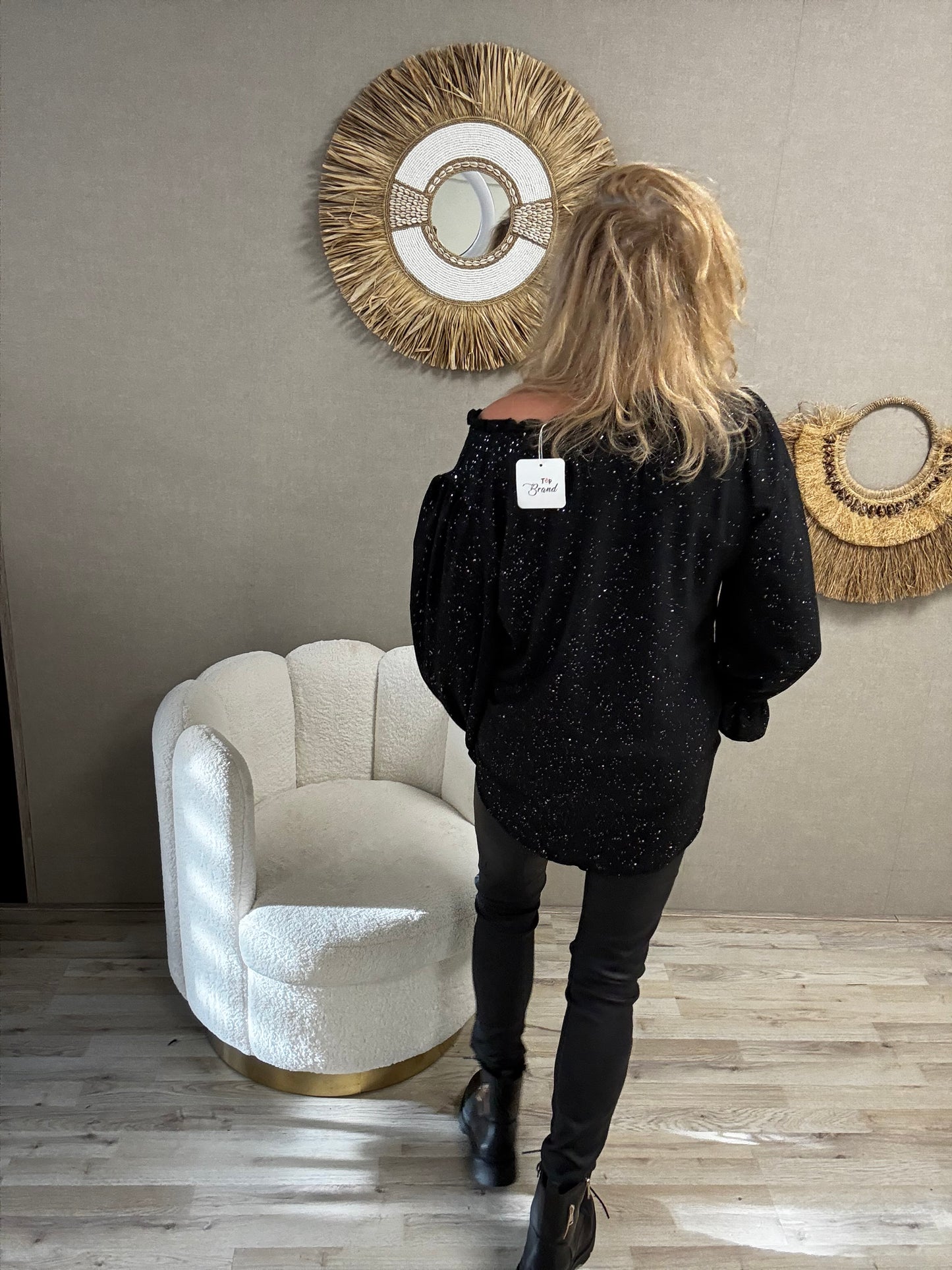 Blouse Tilly Zwart zilveren Sparkel