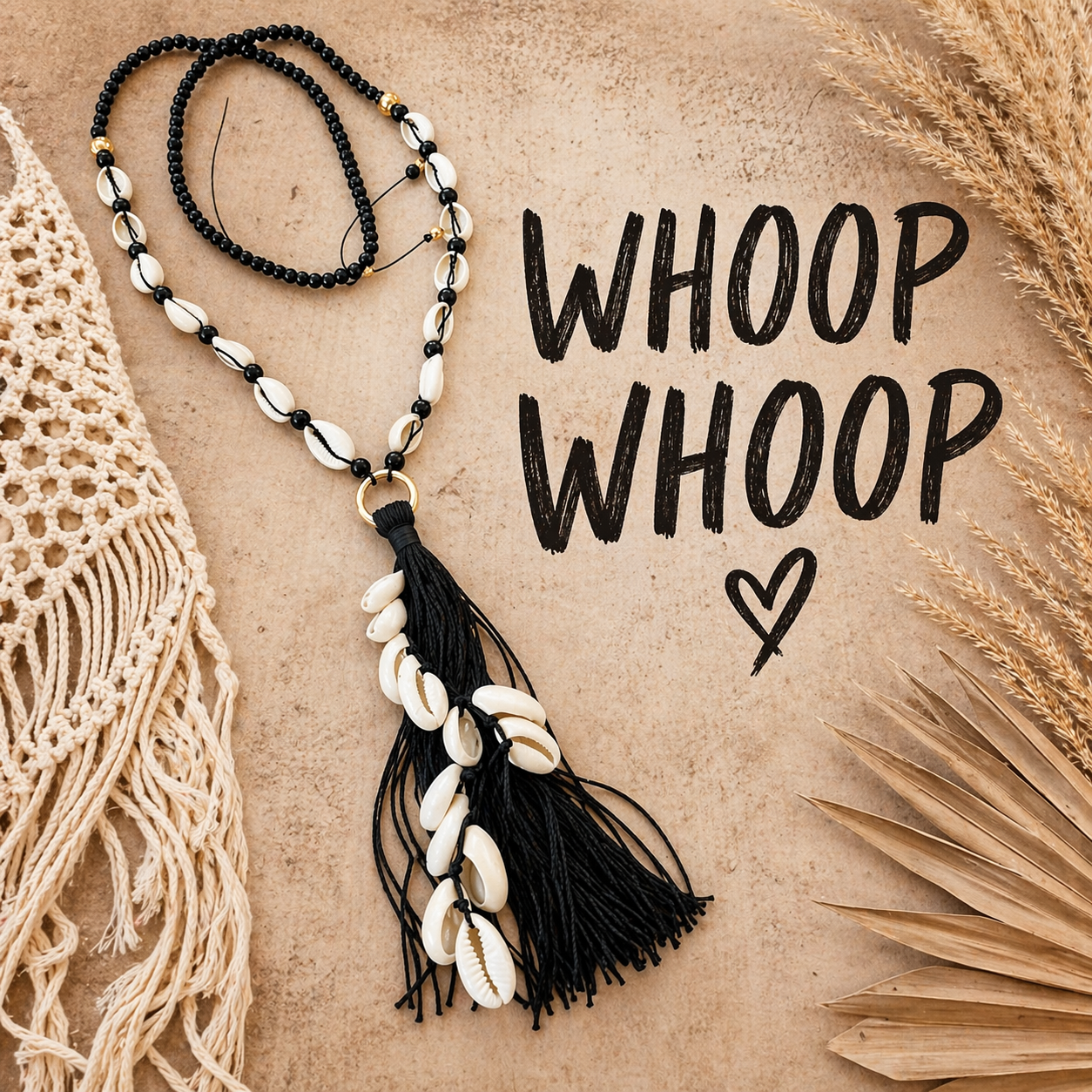Ketting Marley zwart met schelpjes