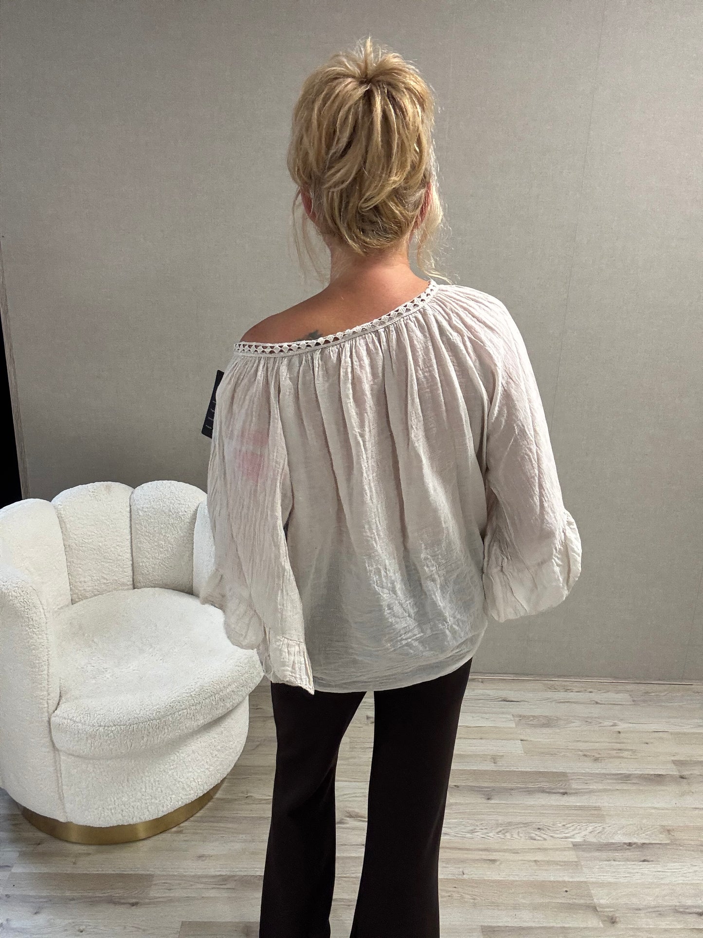 Crinkle Top Alexia Beige