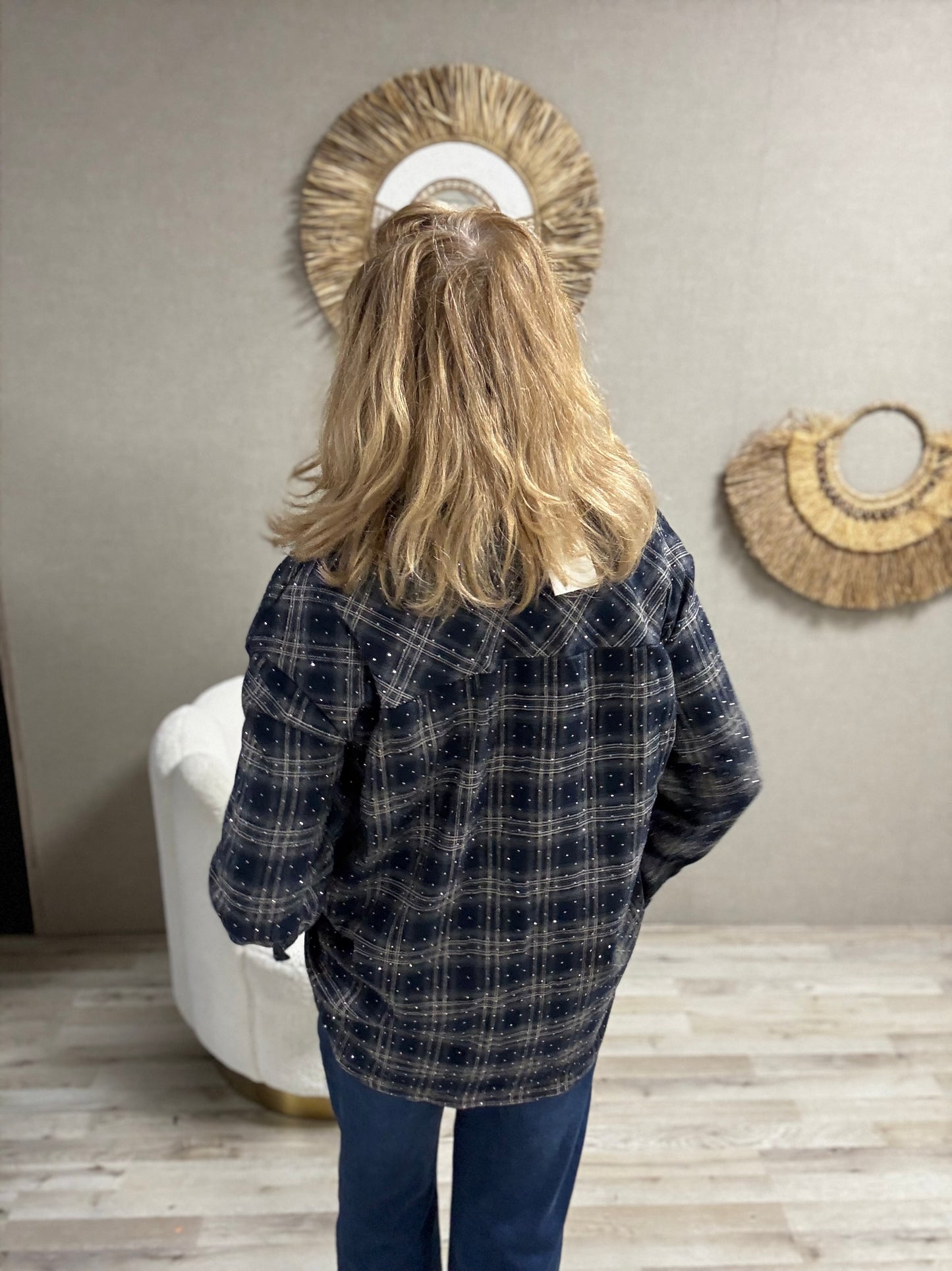 Houthakkers Blouse met Strass Steentjes Blauw