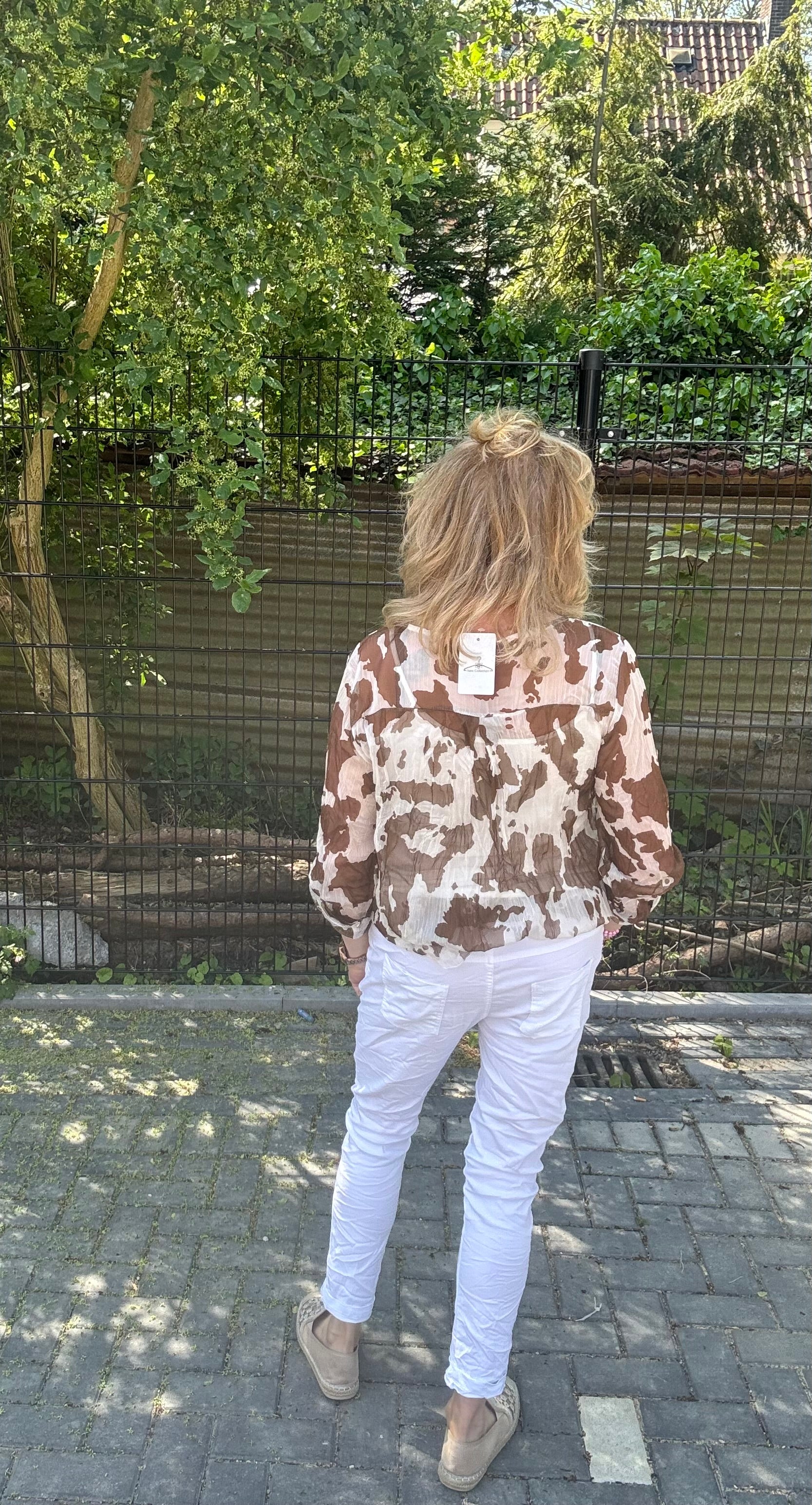 Blouse gevlekt beige/bruin