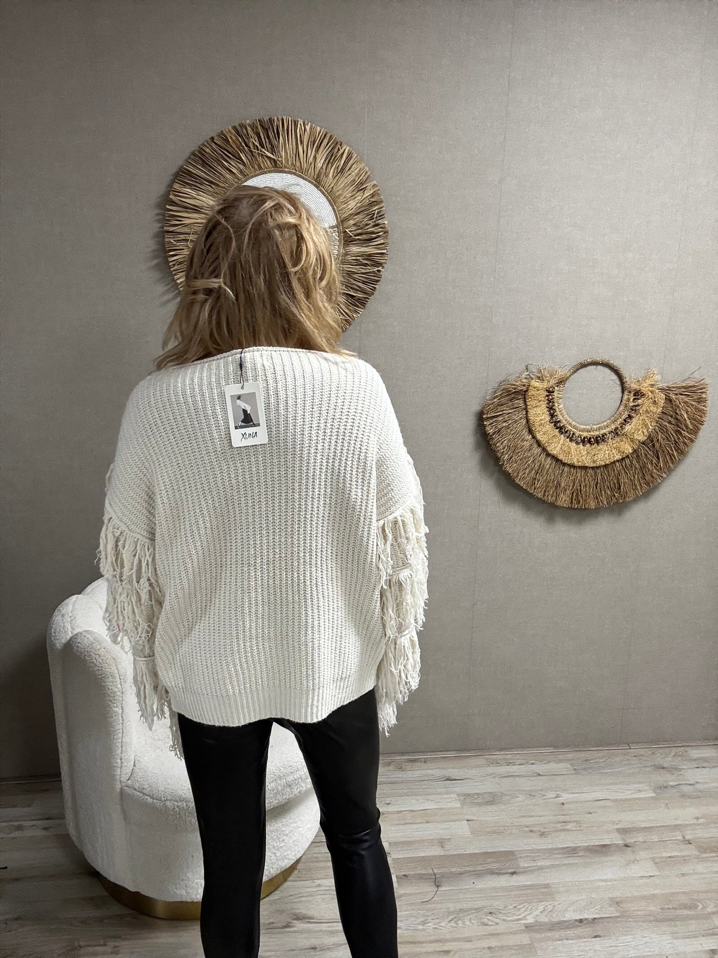 Trui Fringe Off White