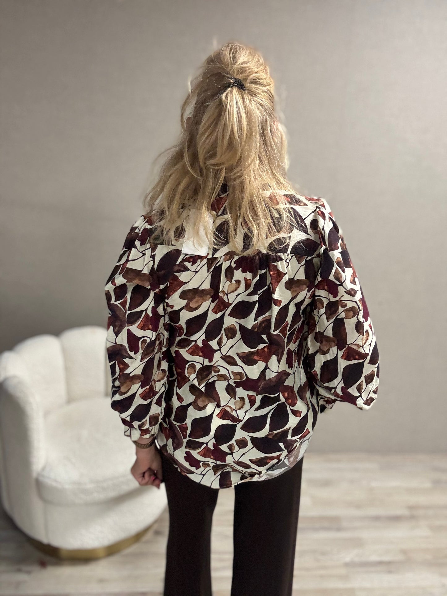 Blouse Vera Jo Bladeren Bruin