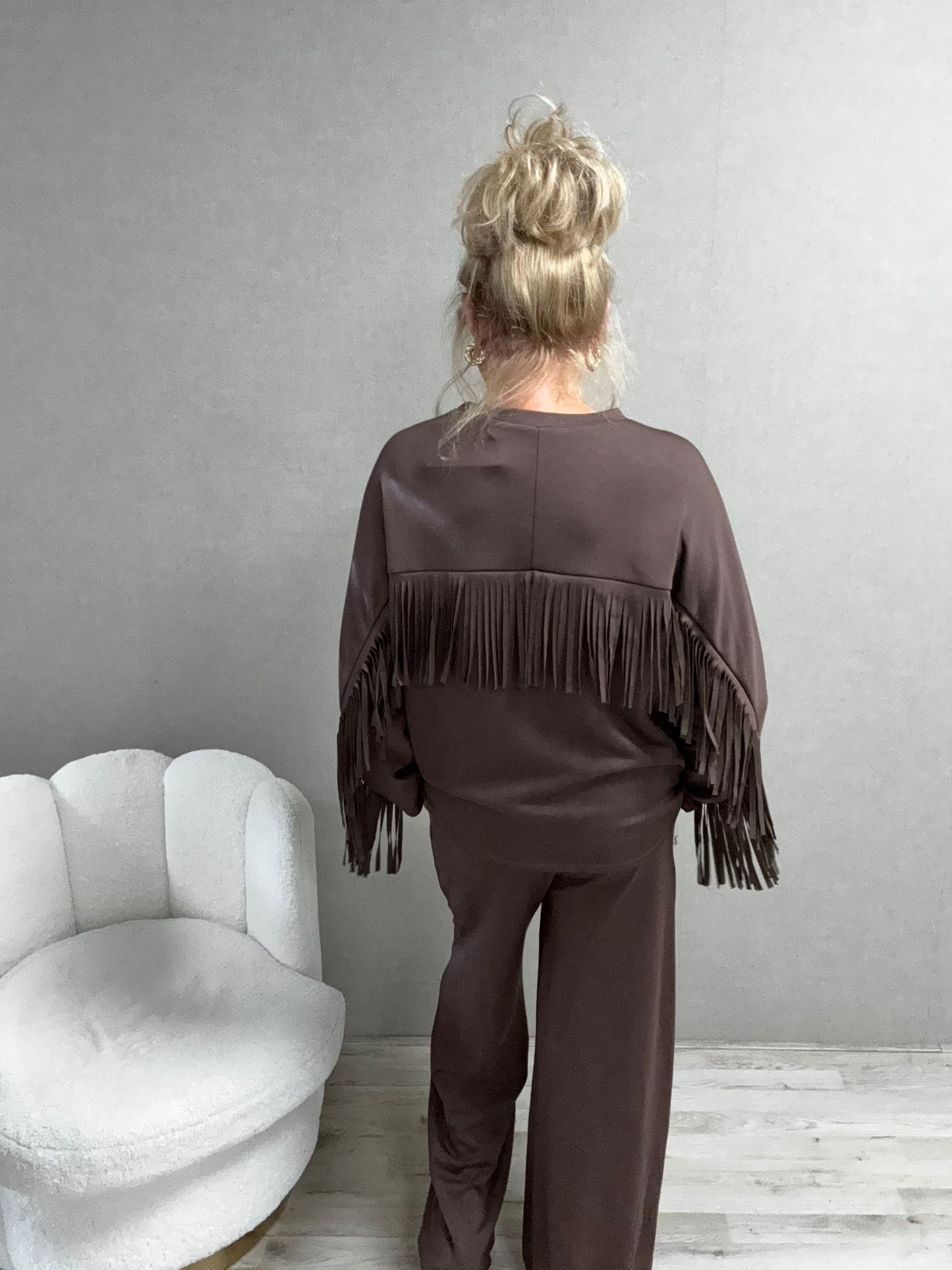 Tweedelig Comfy Pak met Franjes Bruin