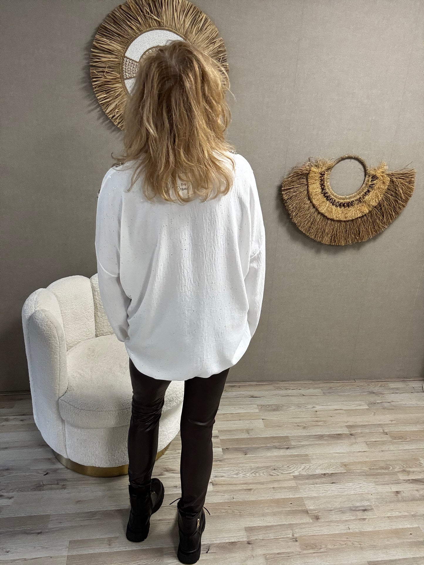 Blouse Imke wit Zilveren Sparkel