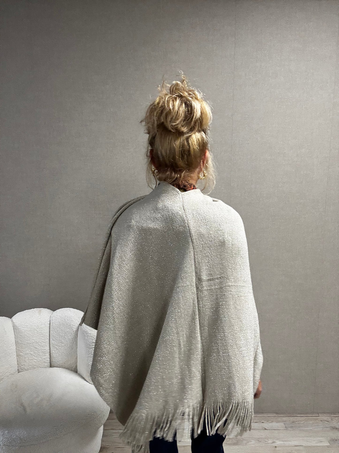 Omslagdoek Maya – Met Franjes & Lurex Glitter Offwhite
