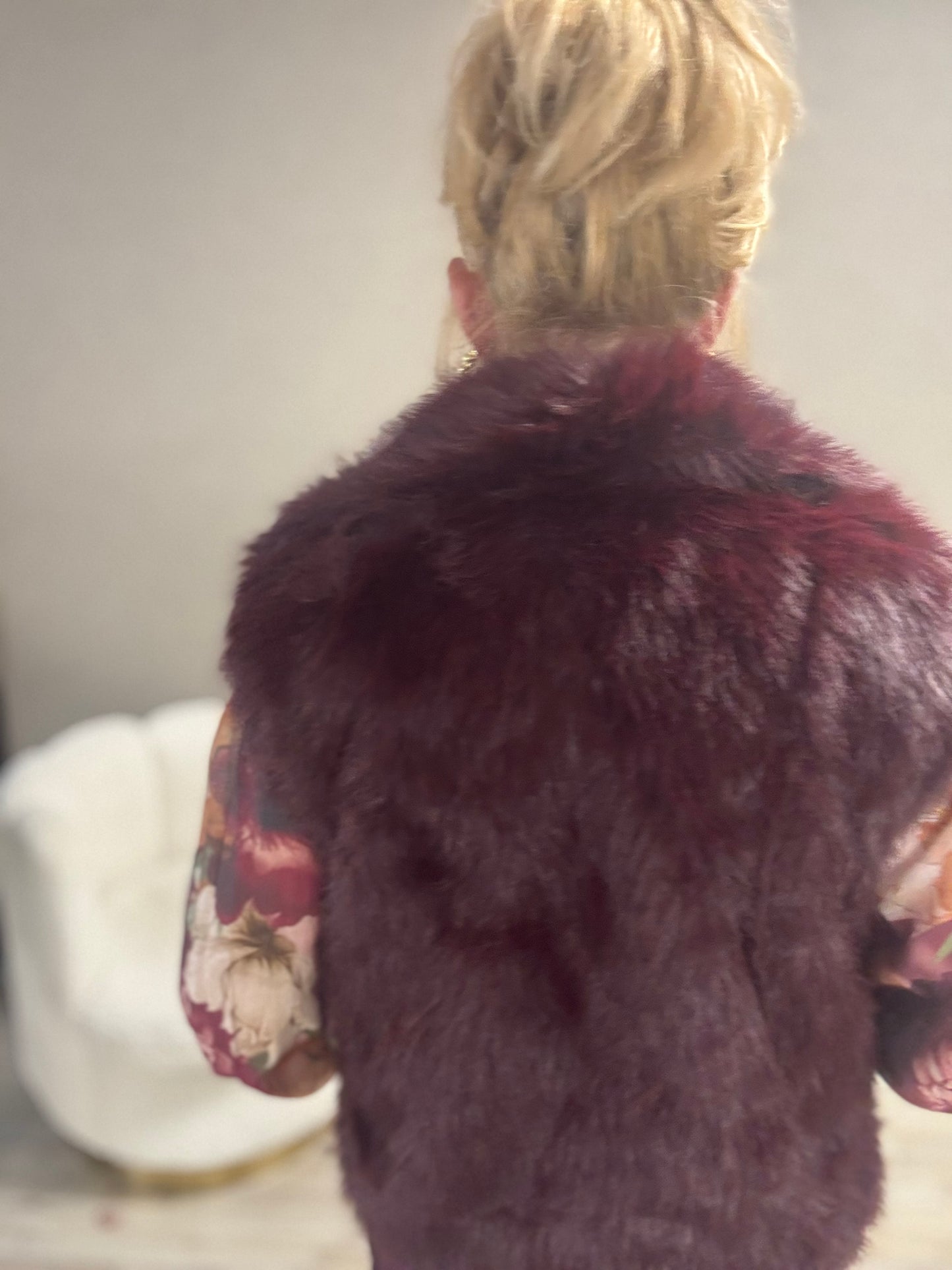 Bodywarmer Fake Fur Bordeaux