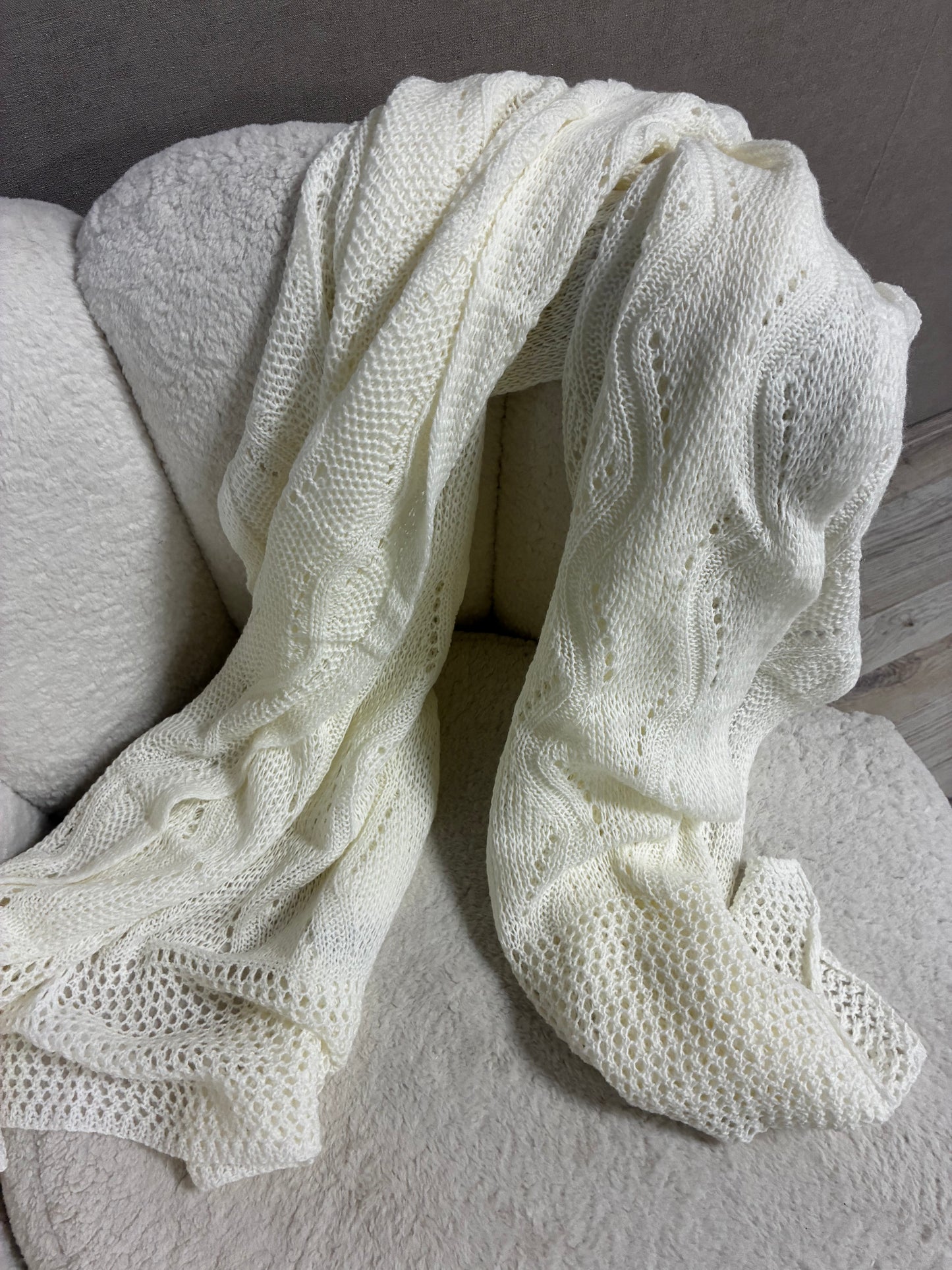 Gebreide Omslagdoek/Sjaal Offwhite