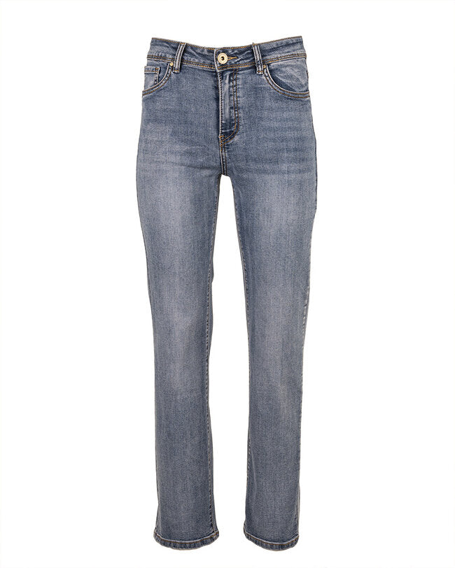 Blue high rise straight jeans van Norfy K893-1
