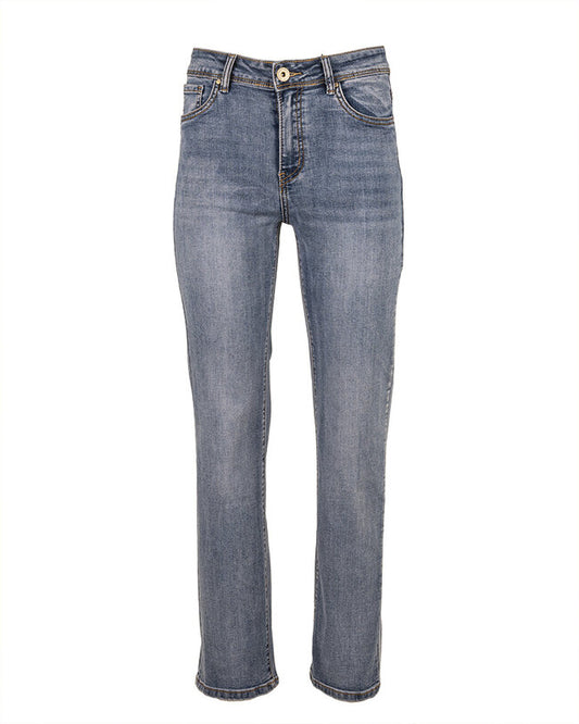 Blue high rise straight jeans van Norfy K893-1