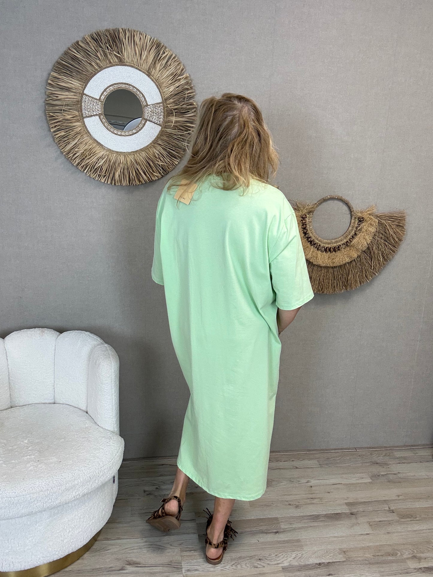 Oversized T-Shirt Jurk Amore Pastel groen - Nancfashion