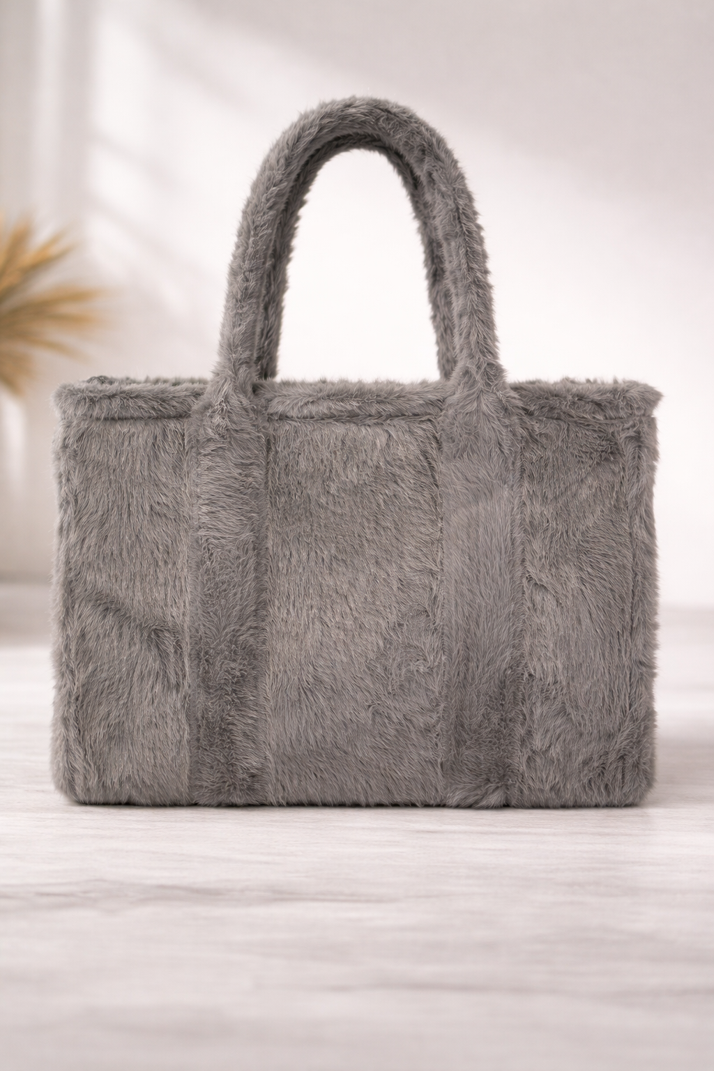 Tote Bag – Faux Fur Groot Grijs