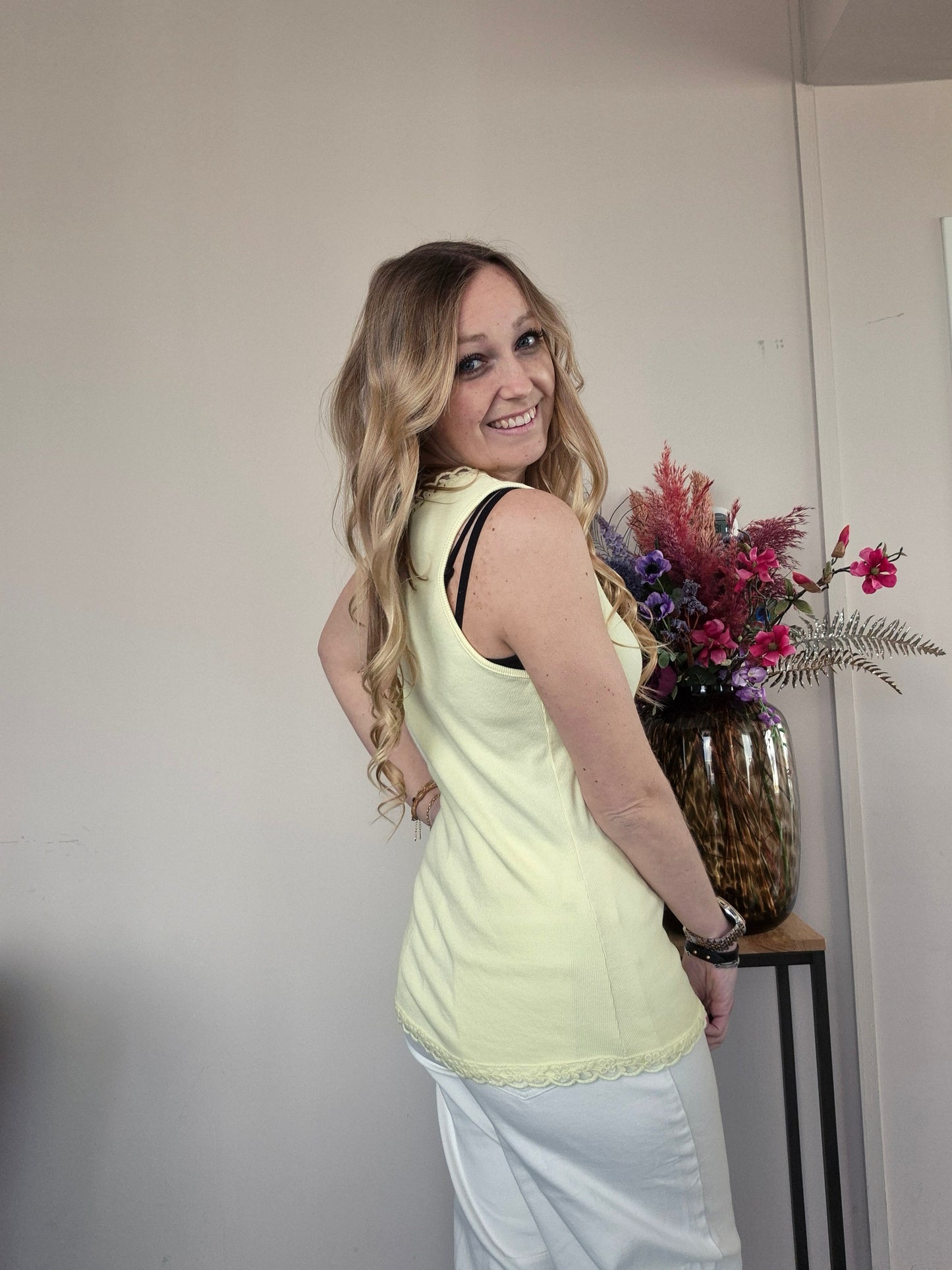 Basic Rib Top Geel - Nancfashion