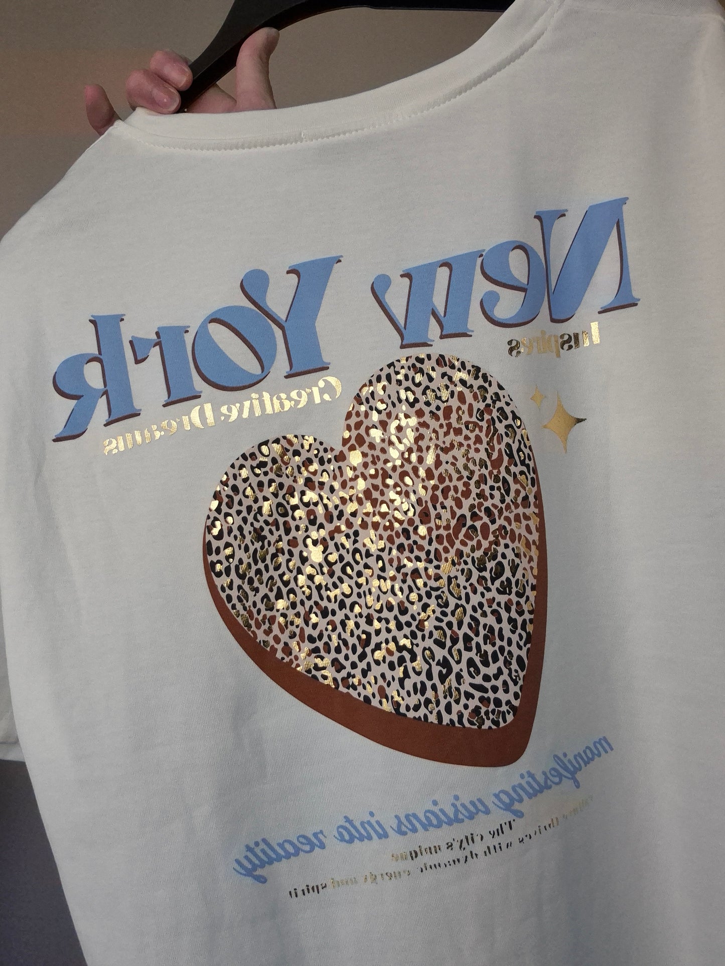 T-shirt New York Wit Blauw - Nancfashion