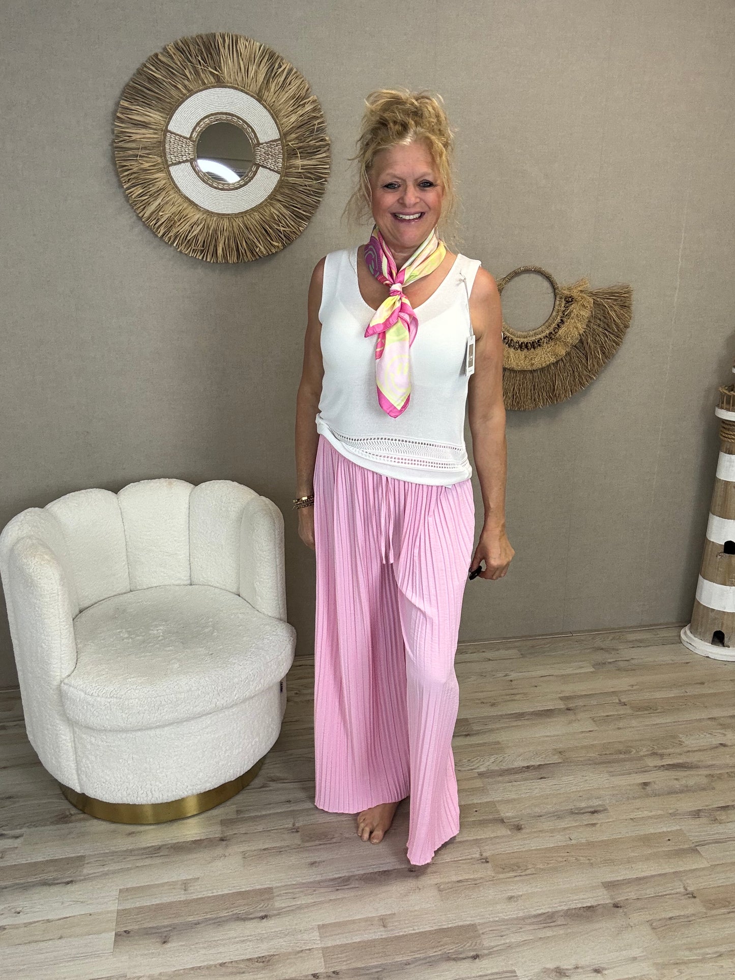Plissé Broek Roze - Nancfashion
