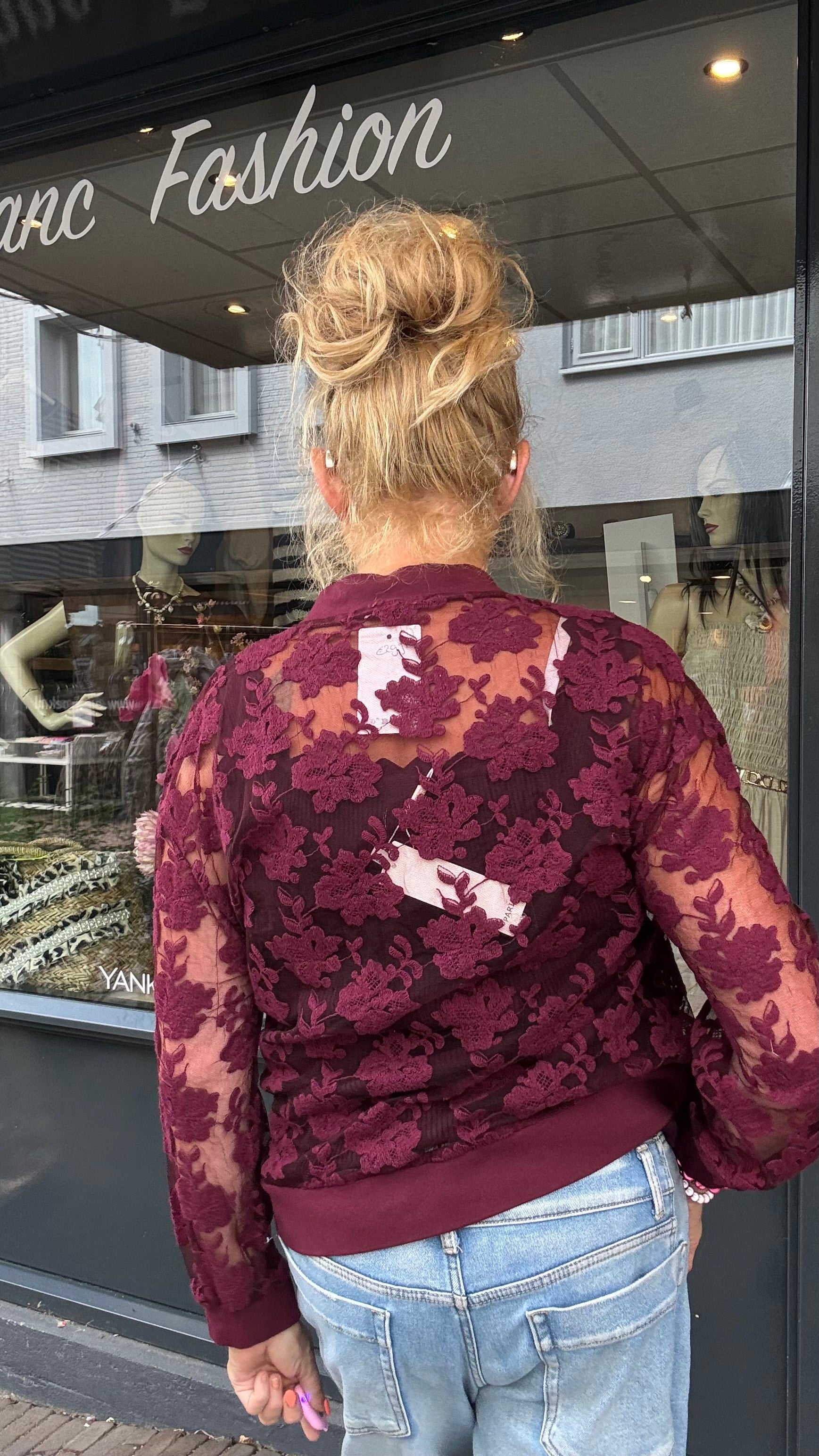 Kanten Bomber Jasje- Bordeaux