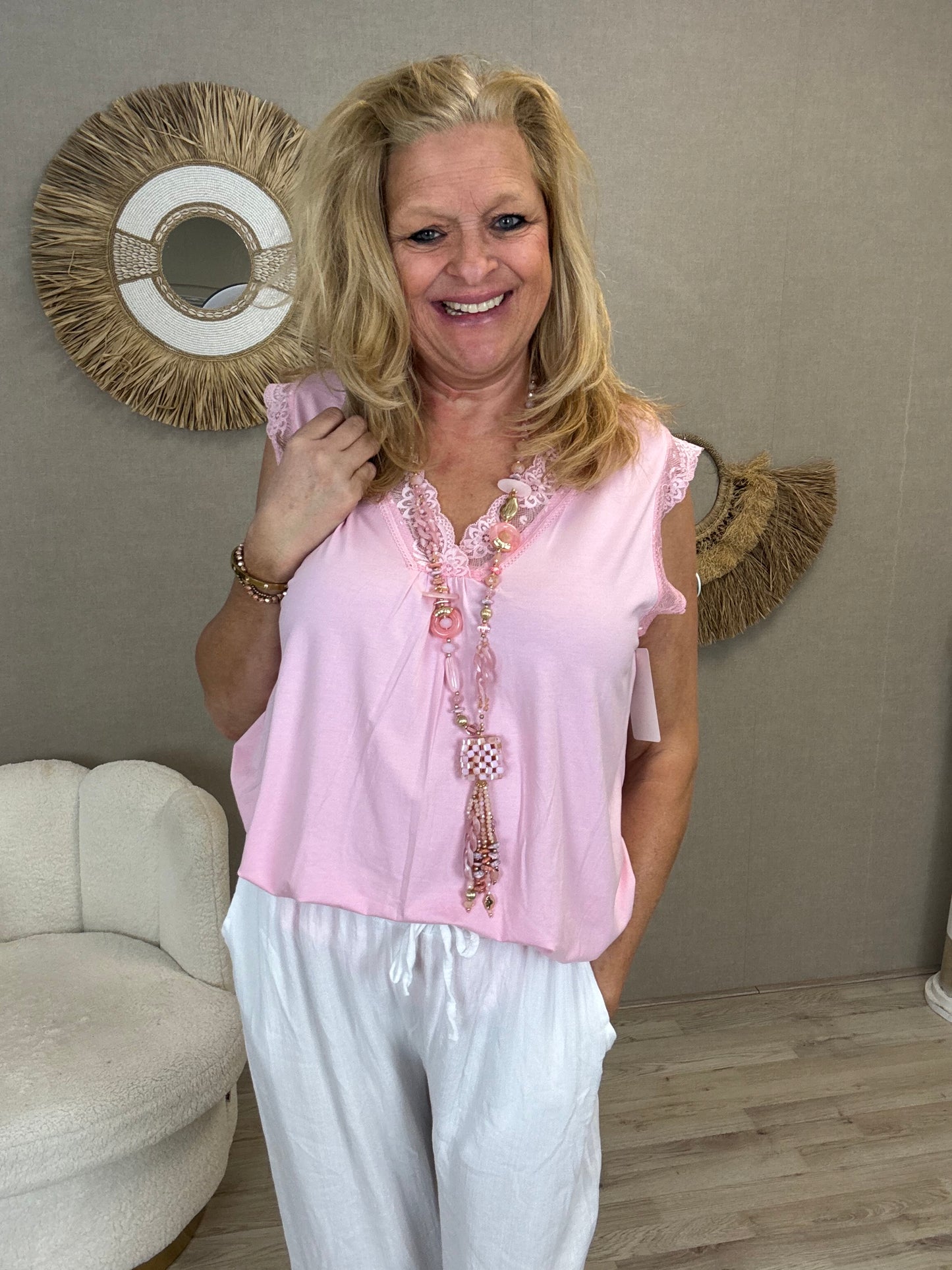 Top  kant Roze - Nancfashion
