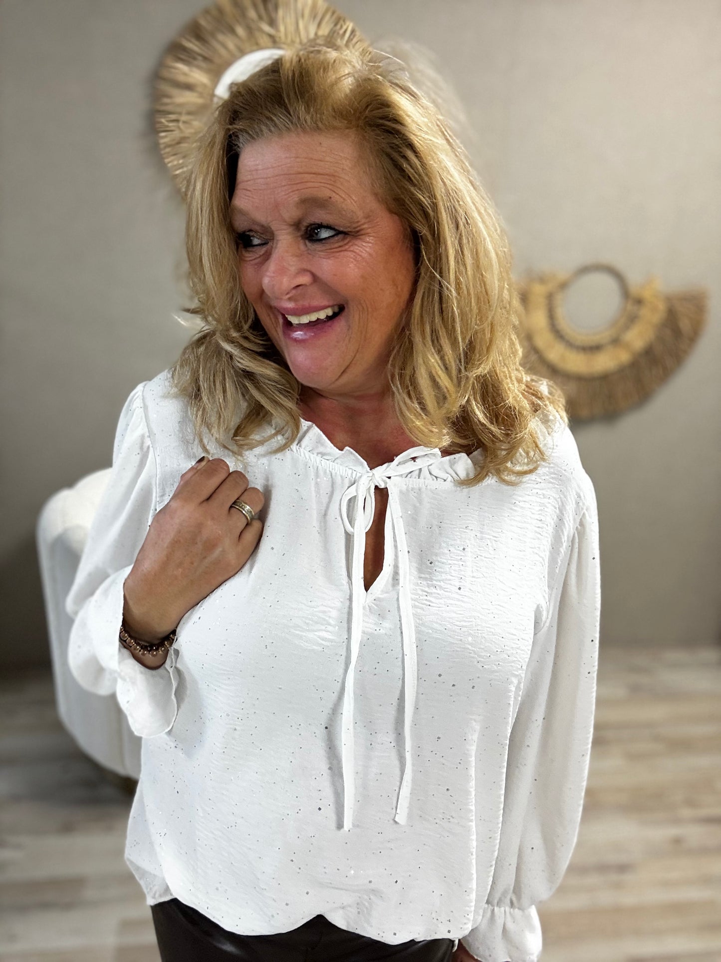 Blouse Tilly Wit met Zilveren Sparkel
