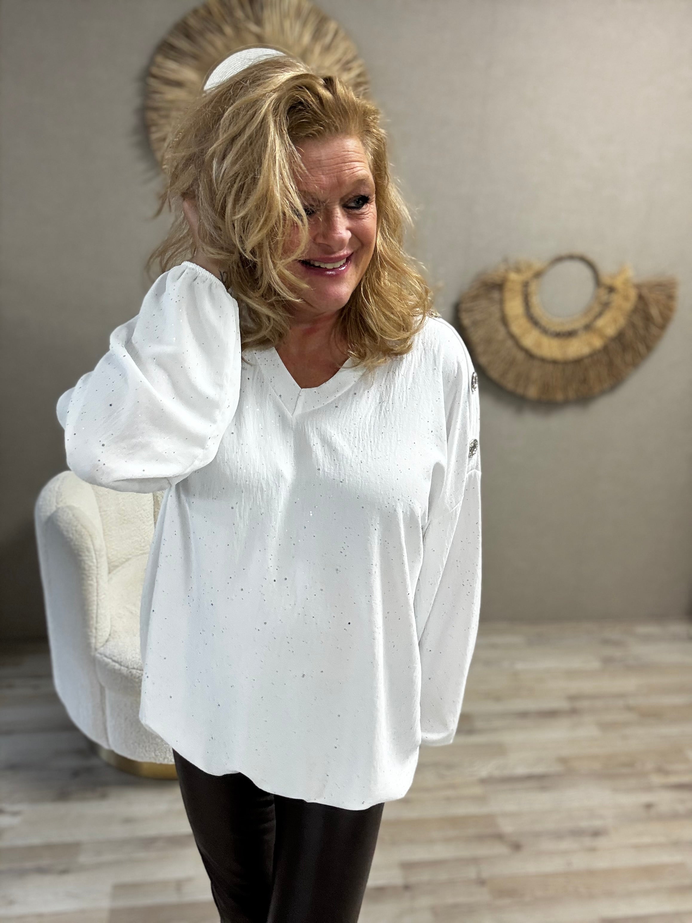Blouse Imke wit Zilveren Sparkel