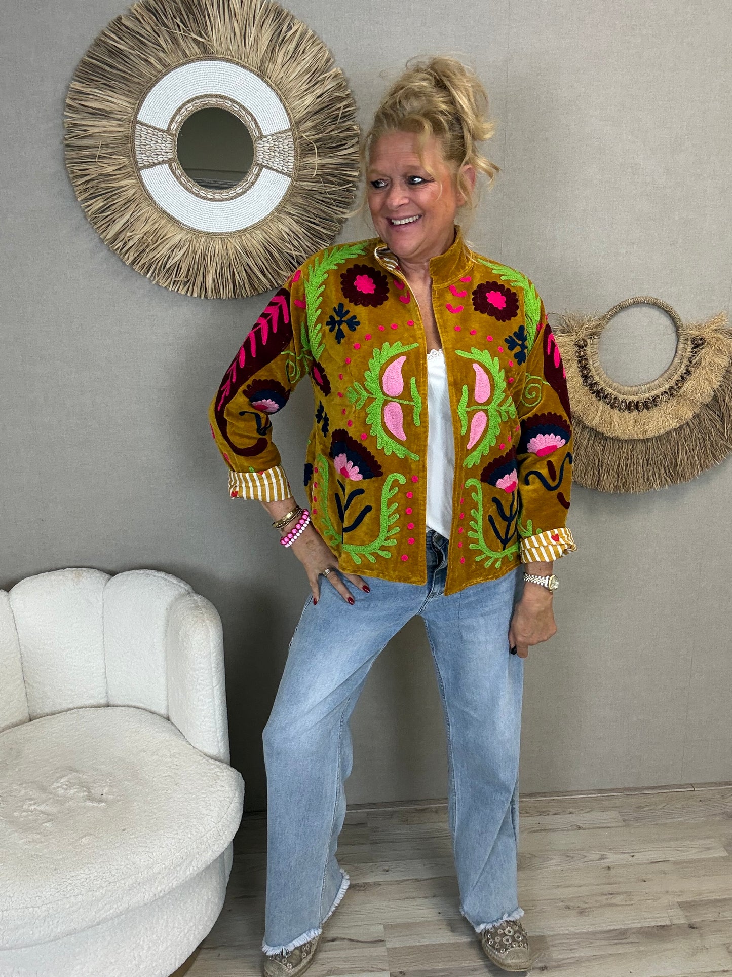 Cotton velvet Jacket Camel