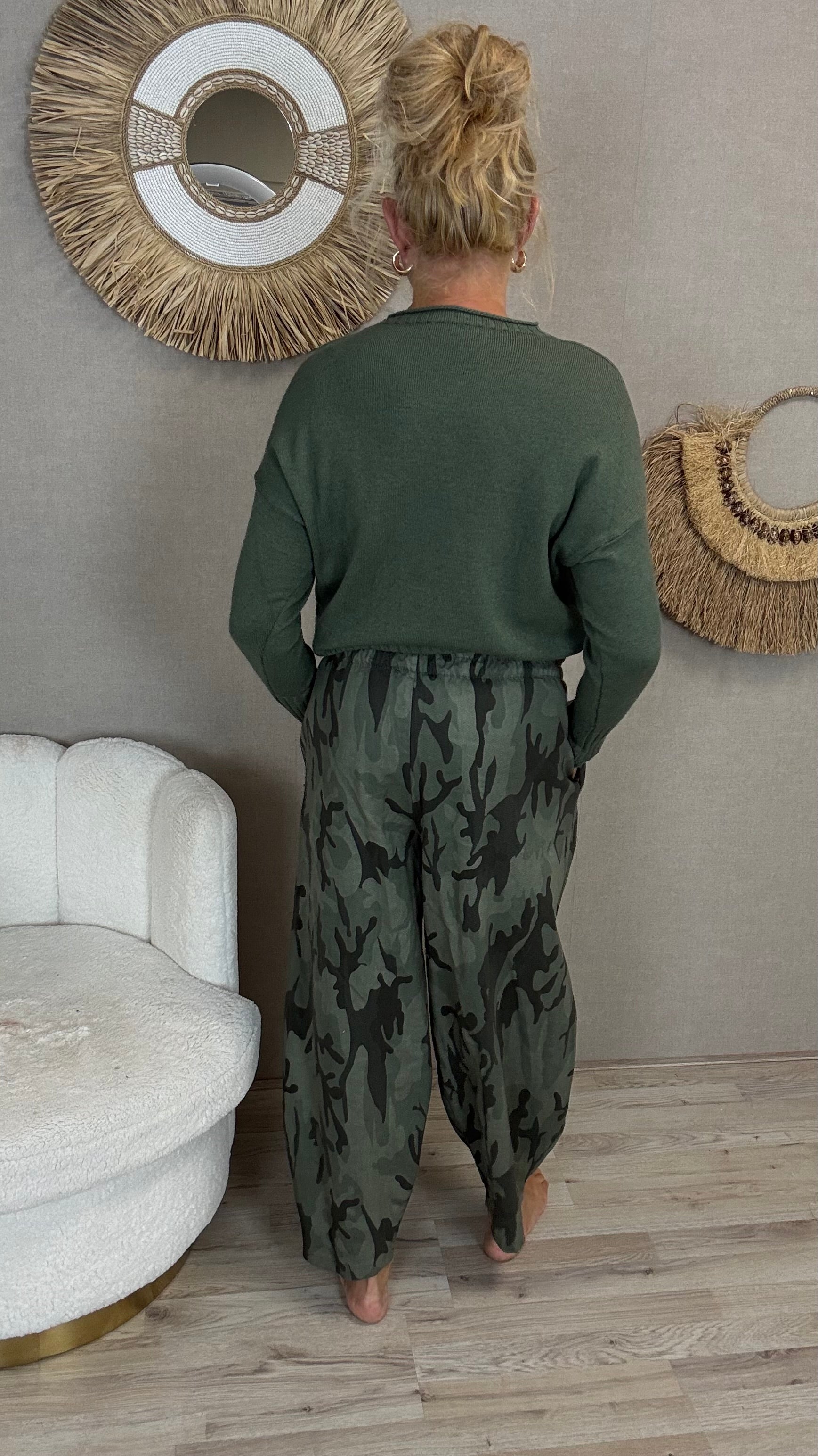 Vicky Zachte Damestrui met Ronde Hals – Army Green